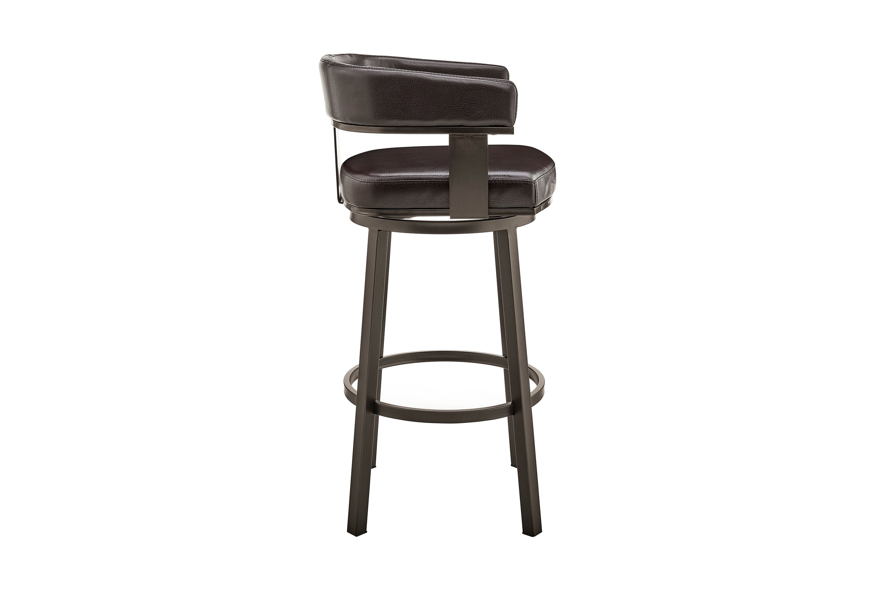 Cohen 30" Bar Height Swivel Bar Stool in Java Brown Finish and Chocolate Faux Leather