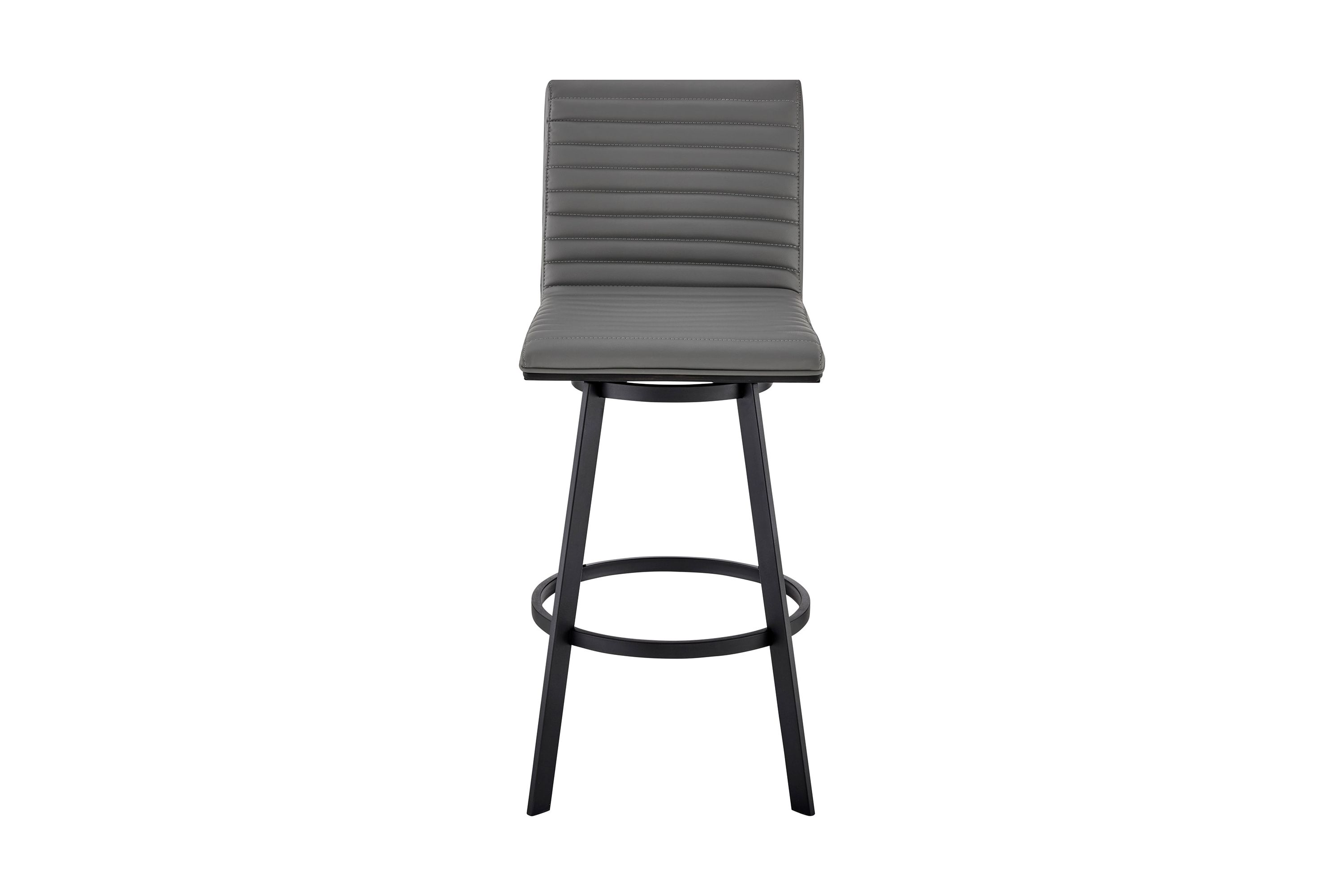 Jermaine 26" Counter Height Swivel Bar Stool in Matt Black Finish with Gray Faux Leather