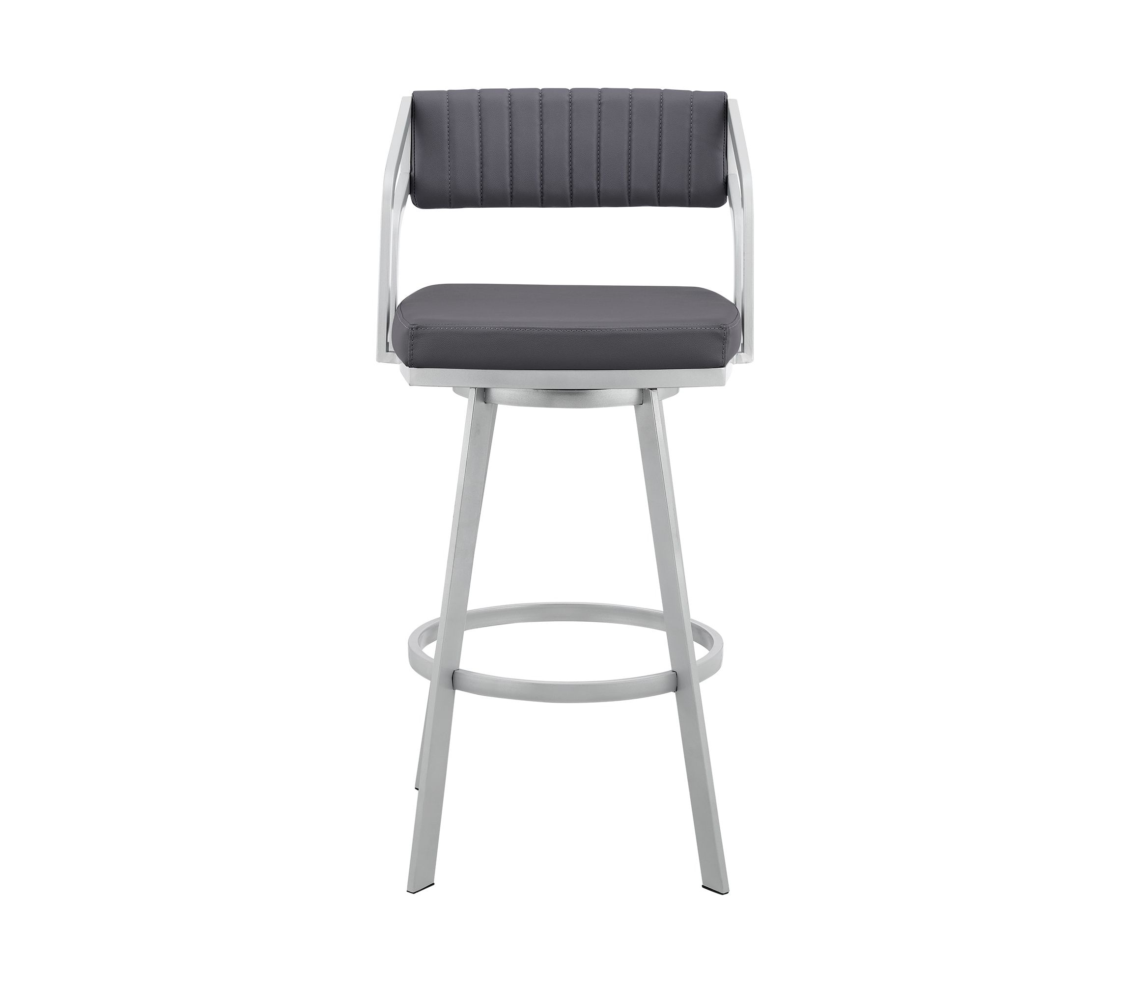 Scranton 26" Swivel Slate Gray Faux Leather and Silver Metal Bar Stool