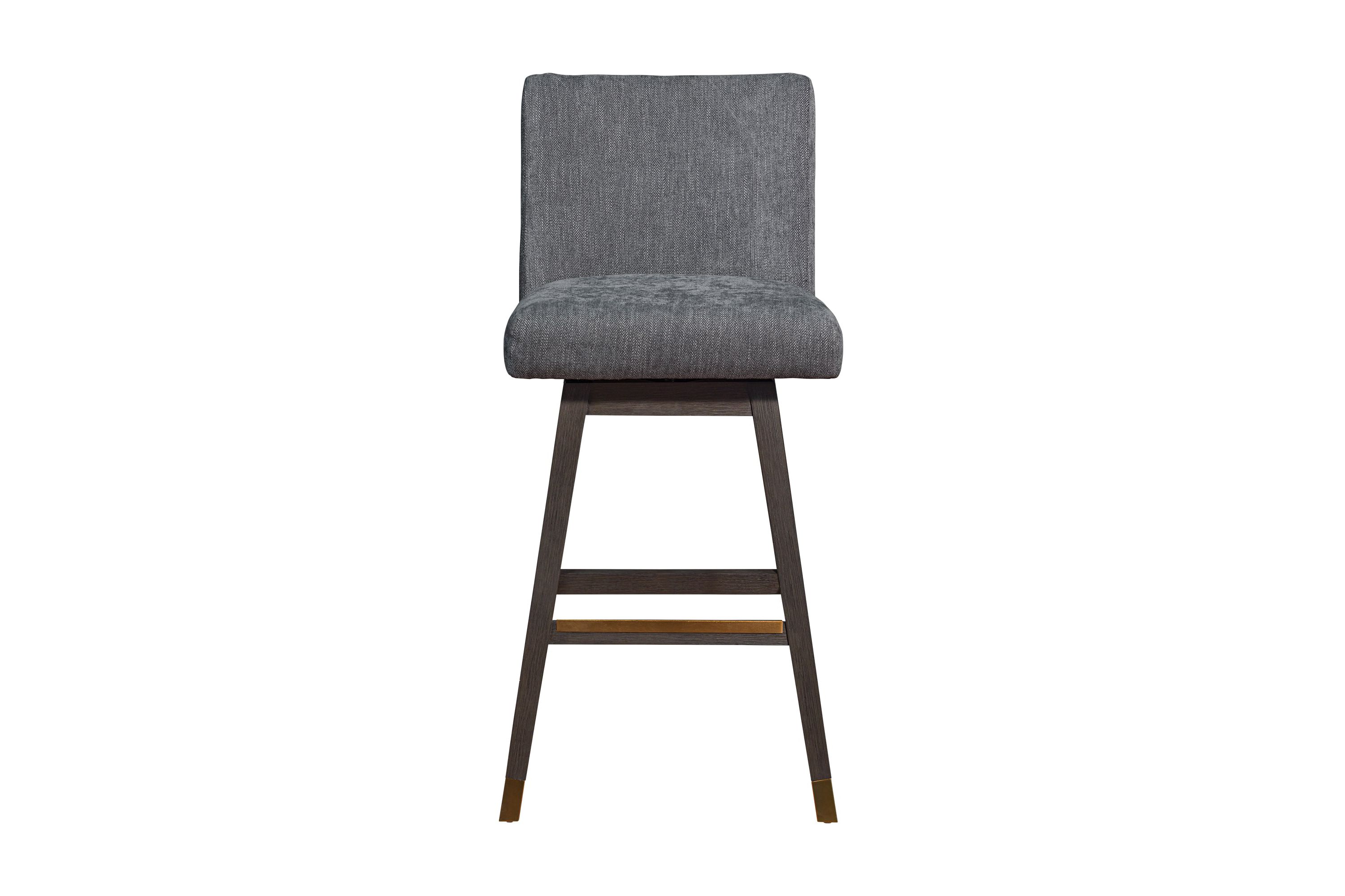 Basila Swivel Bar Stool in Gray Oak Wood Finish with Gray Fabric