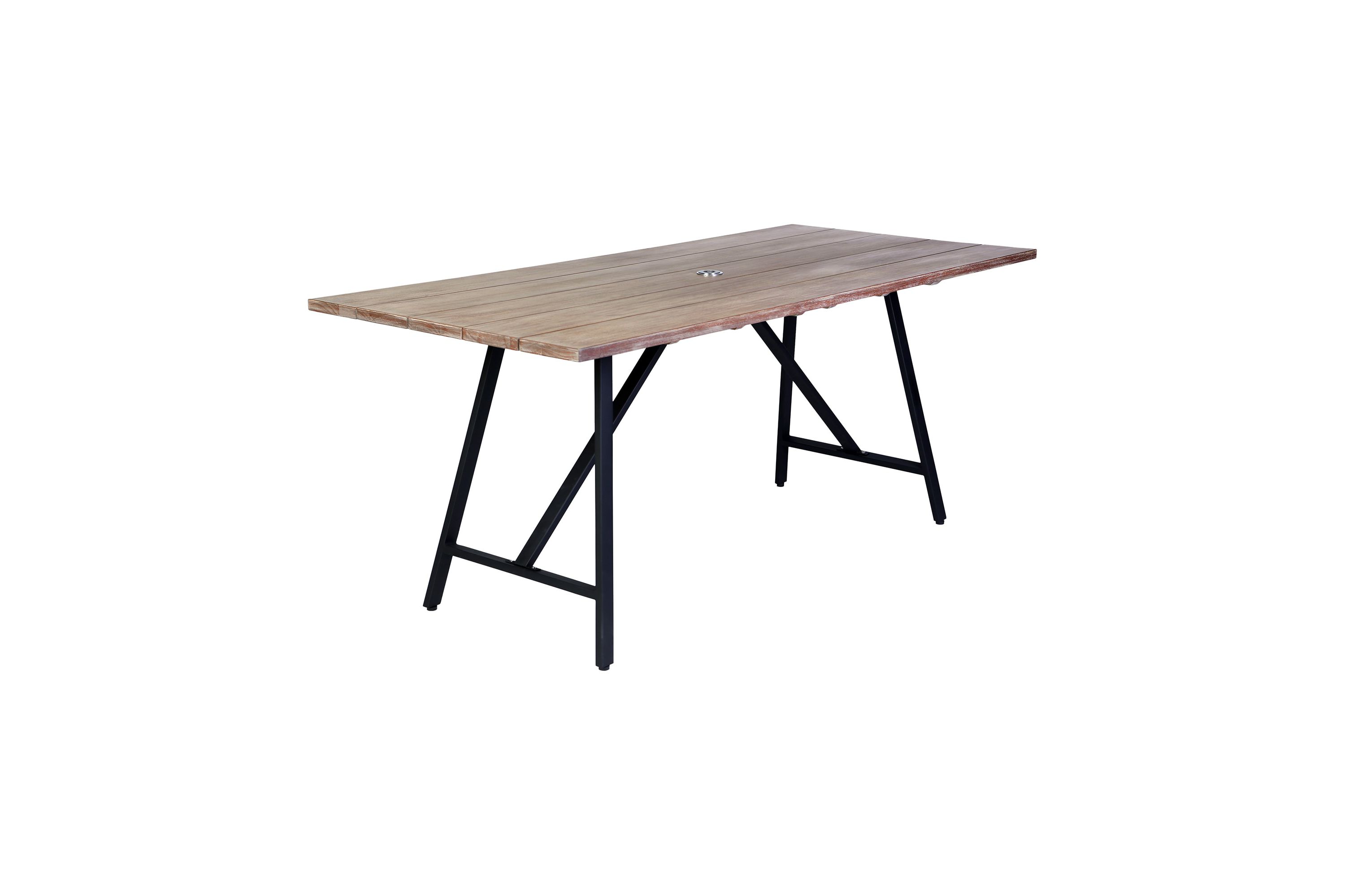 Koala Outdoor Patio Light Eucalyptus Wood and Metal Rectangle Dining Table