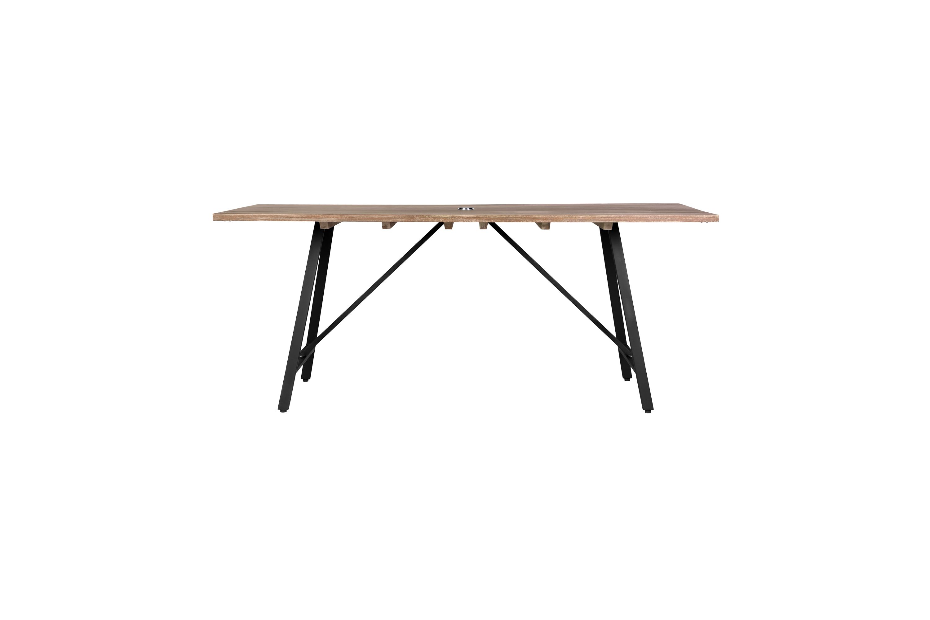 Koala Outdoor Patio Light Eucalyptus Wood and Metal Rectangle Dining Table