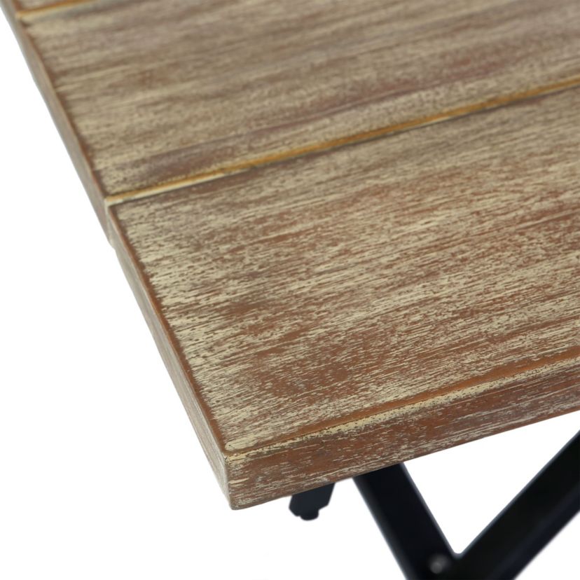 Koala Outdoor Patio Light Eucalyptus Wood and Metal Rectangle Dining Table