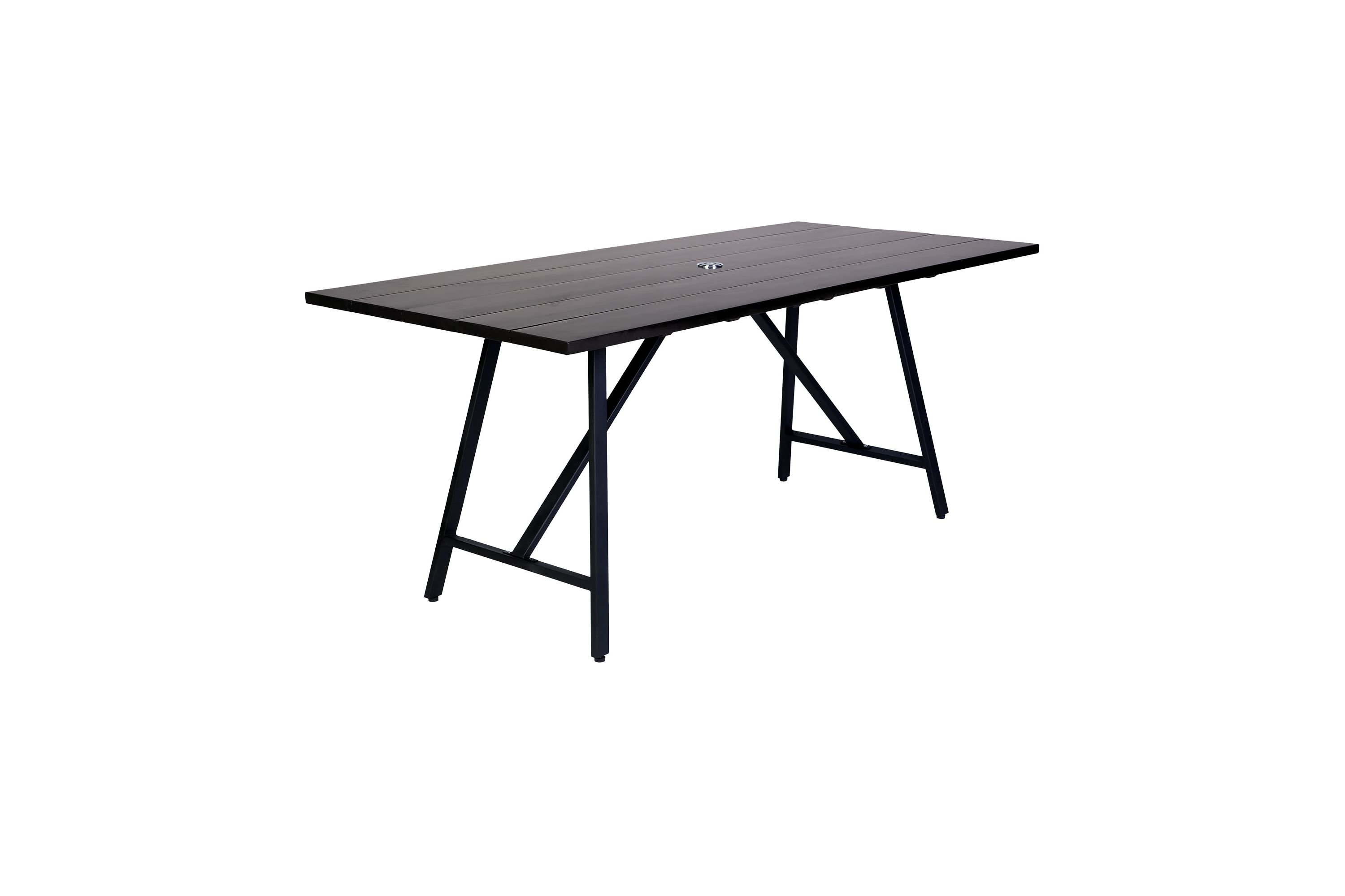Koala Outdoor Patio Dark Eucalyptus Wood and Metal Rectangle Dining Table
