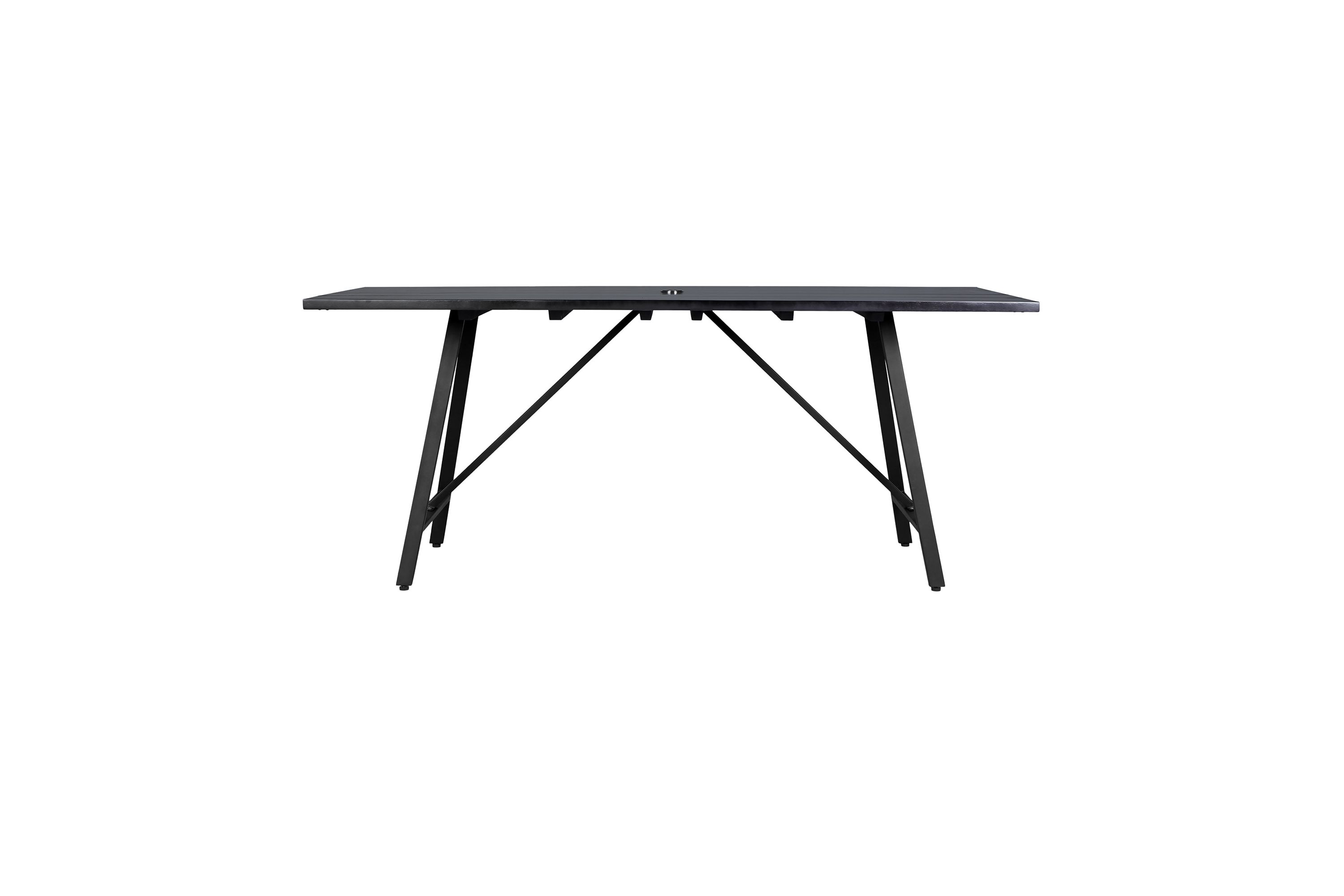 Koala Outdoor Patio Dark Eucalyptus Wood and Metal Rectangle Dining Table