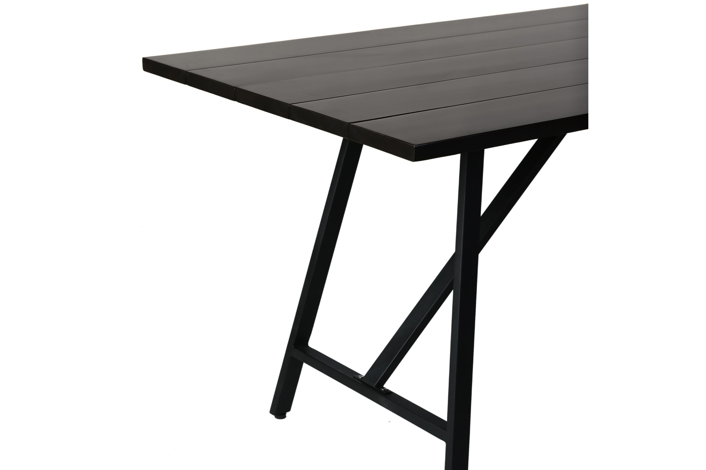 Koala Outdoor Patio Dark Eucalyptus Wood and Metal Rectangle Dining Table