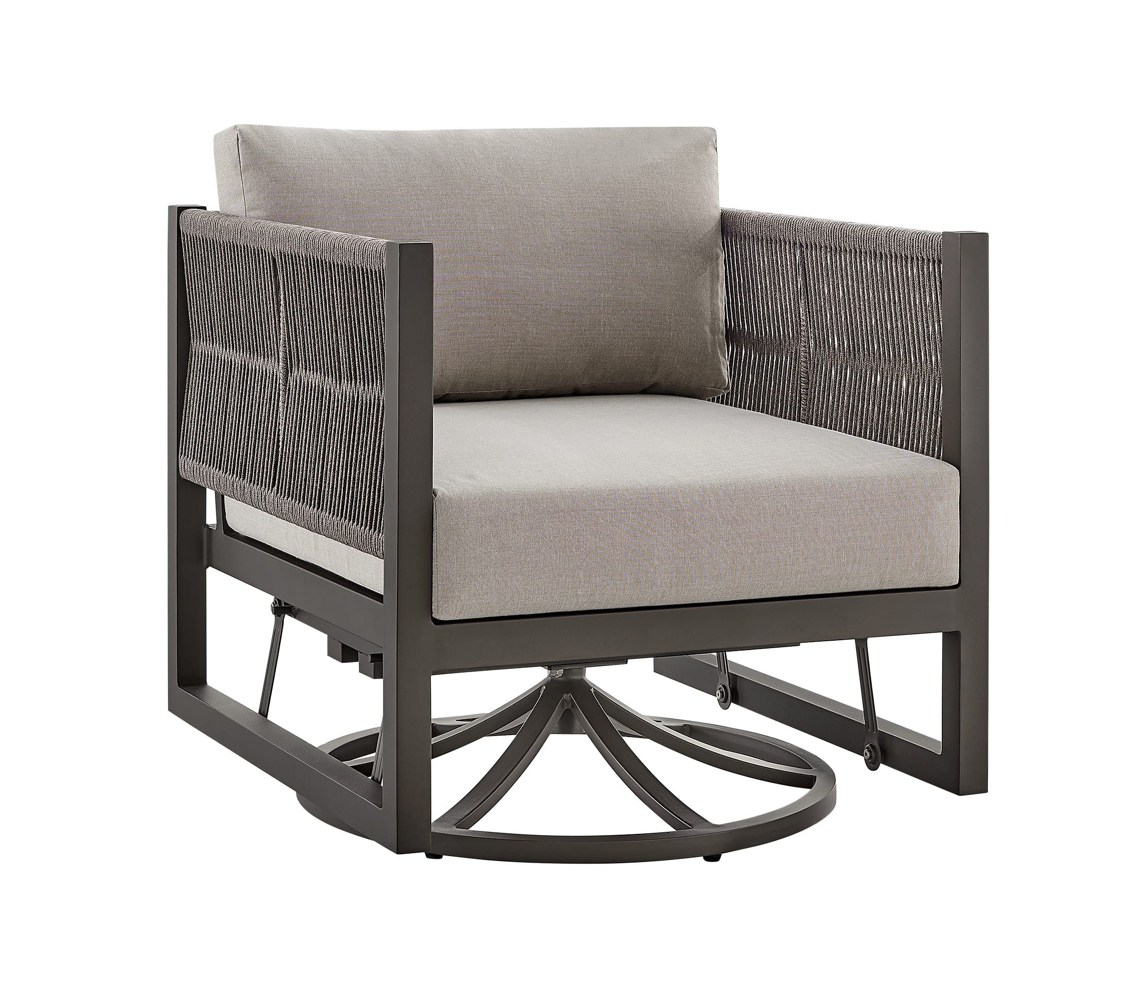 Cuffay Outdoor Patio Swivel Glider Lounge Chair in Dark Brown Aluminum with Cushions