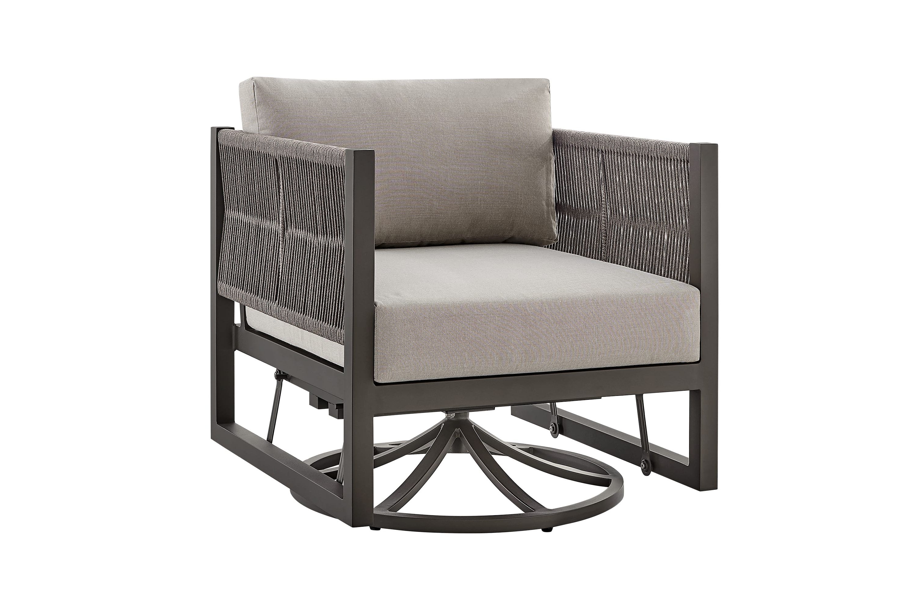 Cuffay Outdoor Patio Swivel Glider Lounge Chair in Dark Brown Aluminum with Cushions