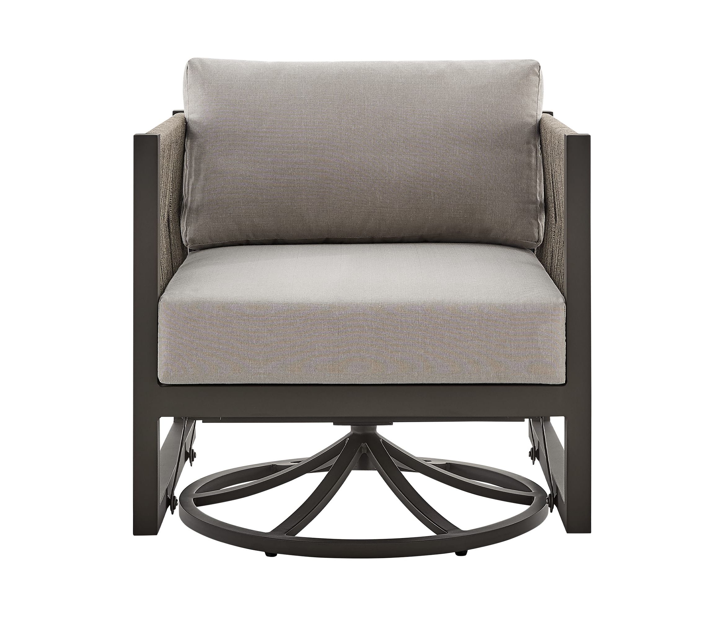Cuffay Outdoor Patio Swivel Glider Lounge Chair in Dark Brown Aluminum with Cushions