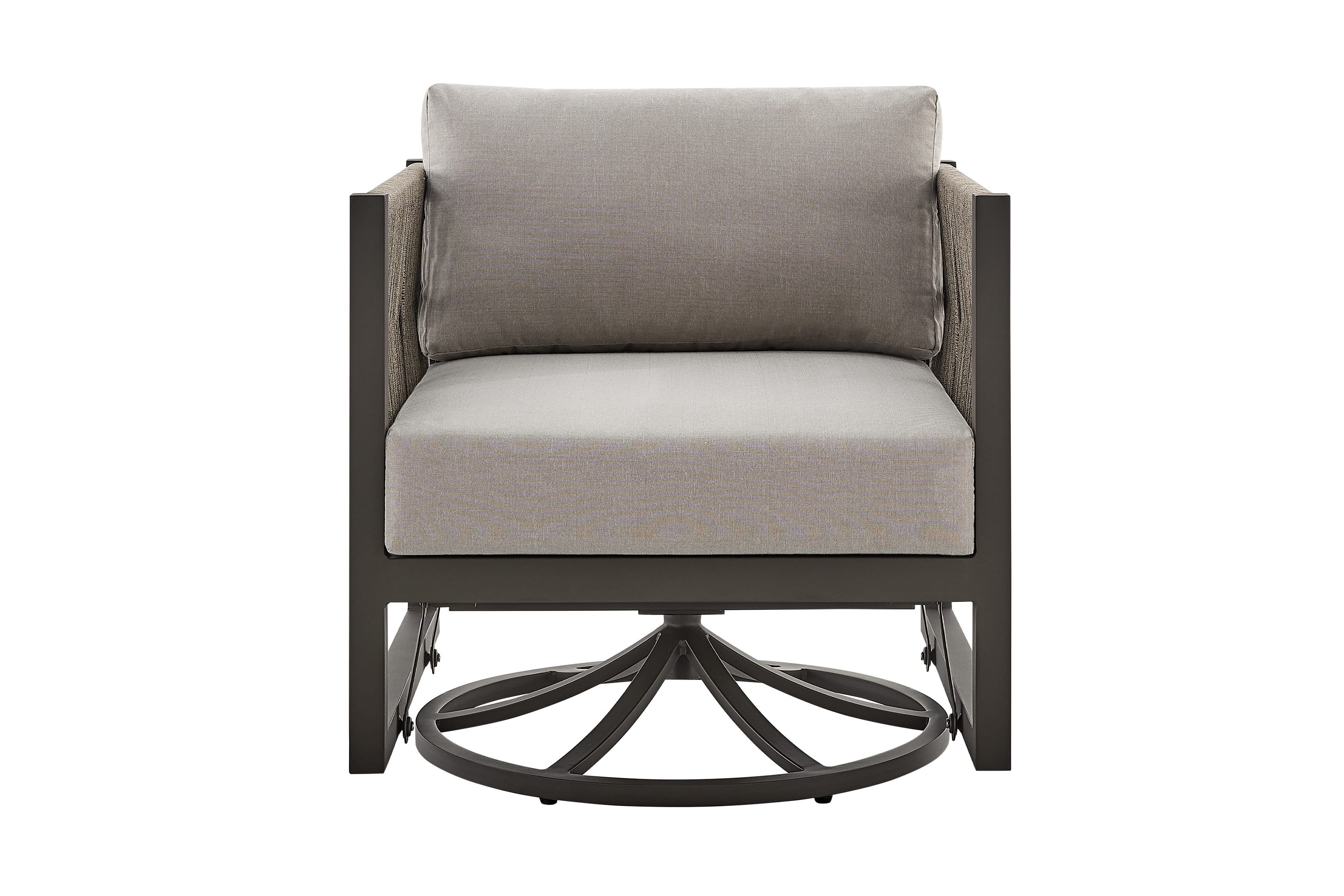 Cuffay Outdoor Patio Swivel Glider Lounge Chair in Dark Brown Aluminum with Cushions