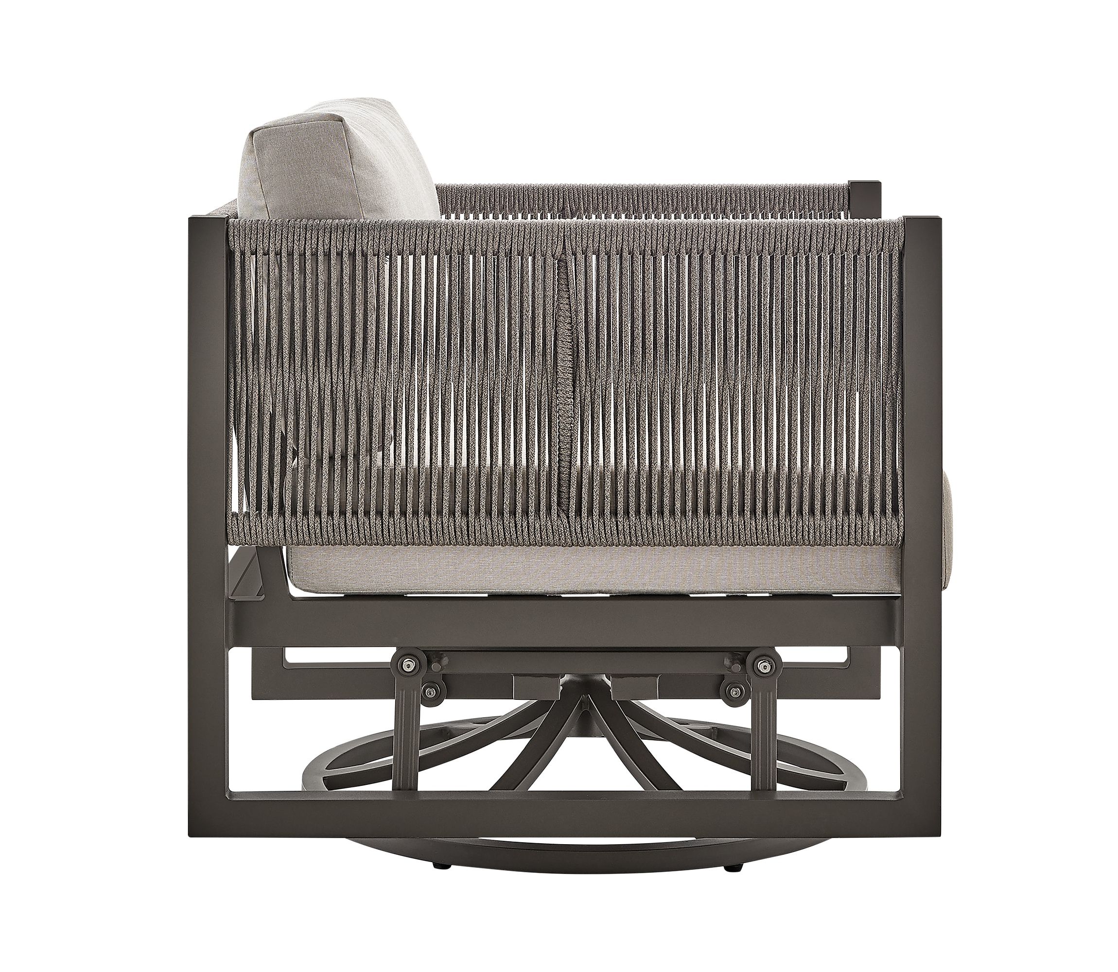 Cuffay Outdoor Patio Swivel Glider Lounge Chair in Dark Brown Aluminum with Cushions