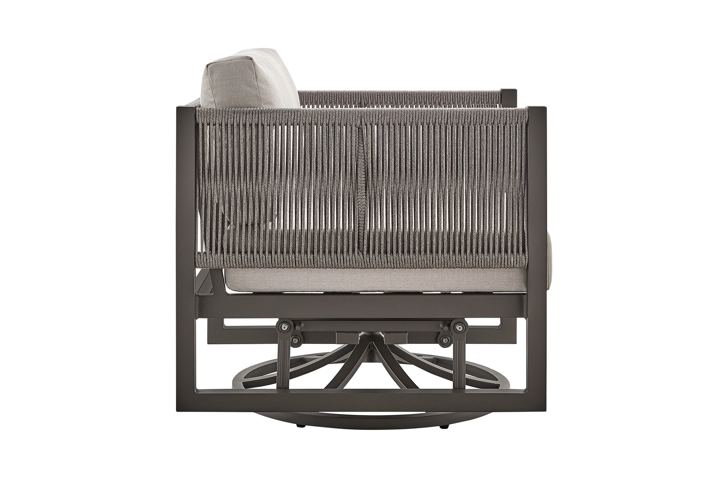 Cuffay Outdoor Patio Swivel Glider Lounge Chair in Dark Brown Aluminum with Cushions