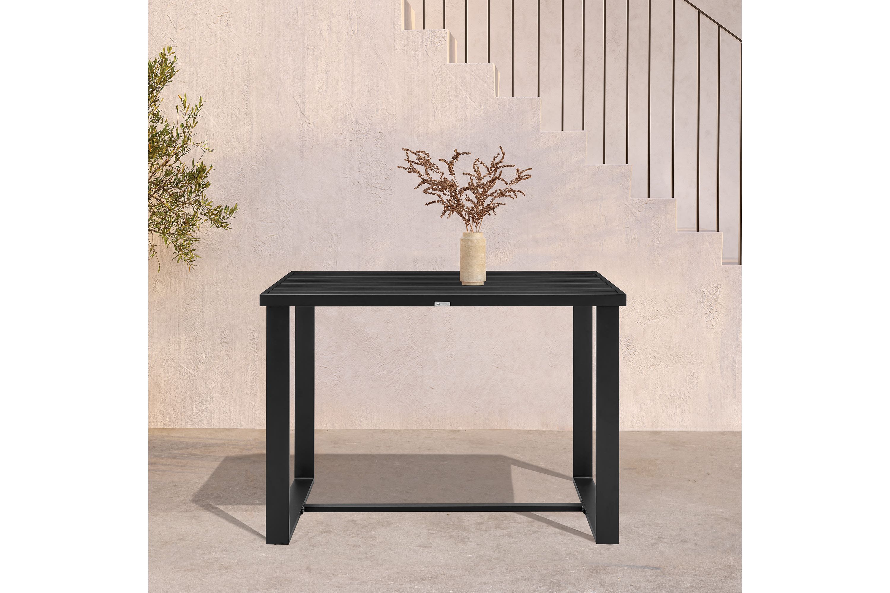 Felicia Outdoor Patio Counter Height Dining Table in Black Aluminum