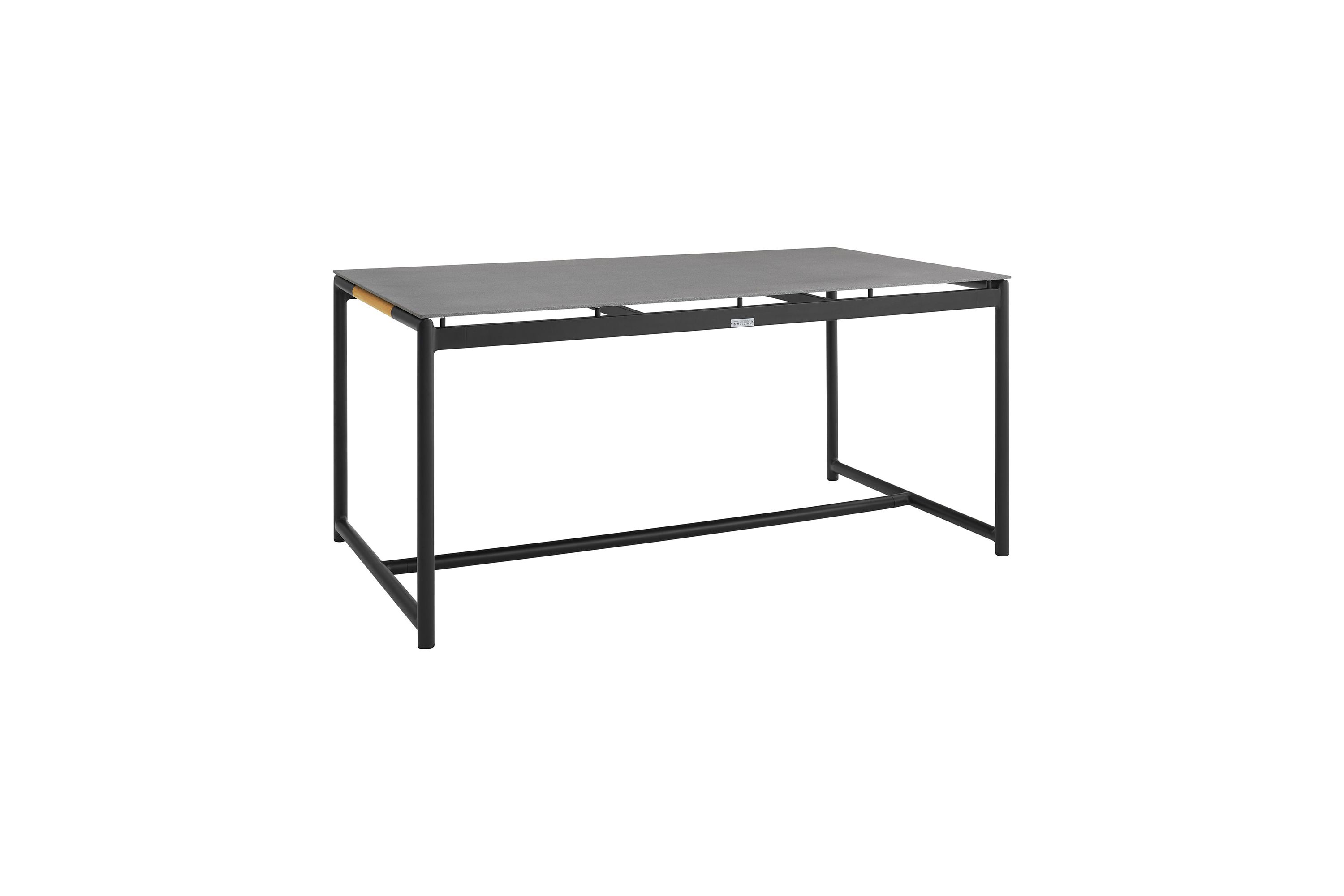 Royal Black Aluminum and Teak Outdoor Dining Table with Stone Top