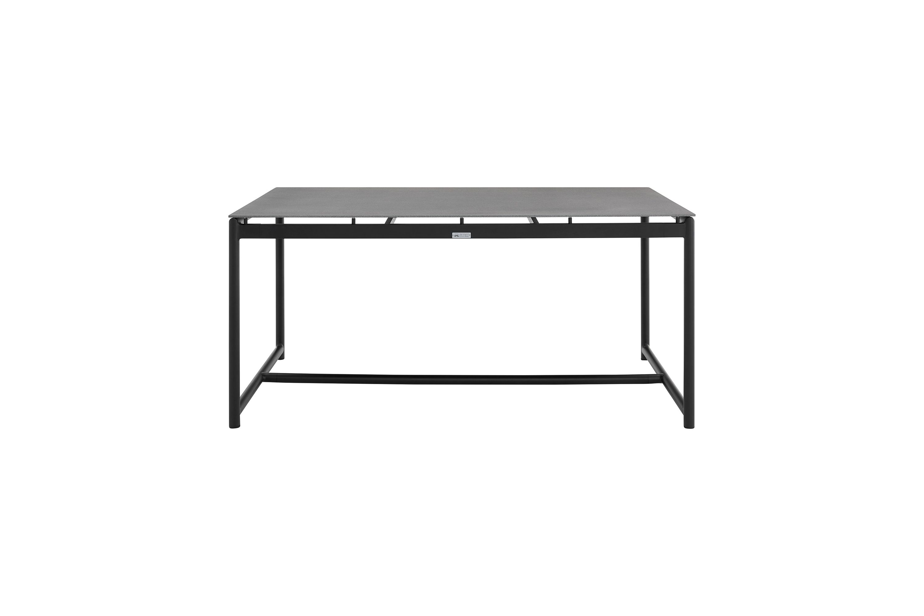 Royal Black Aluminum and Teak Outdoor Dining Table with Stone Top