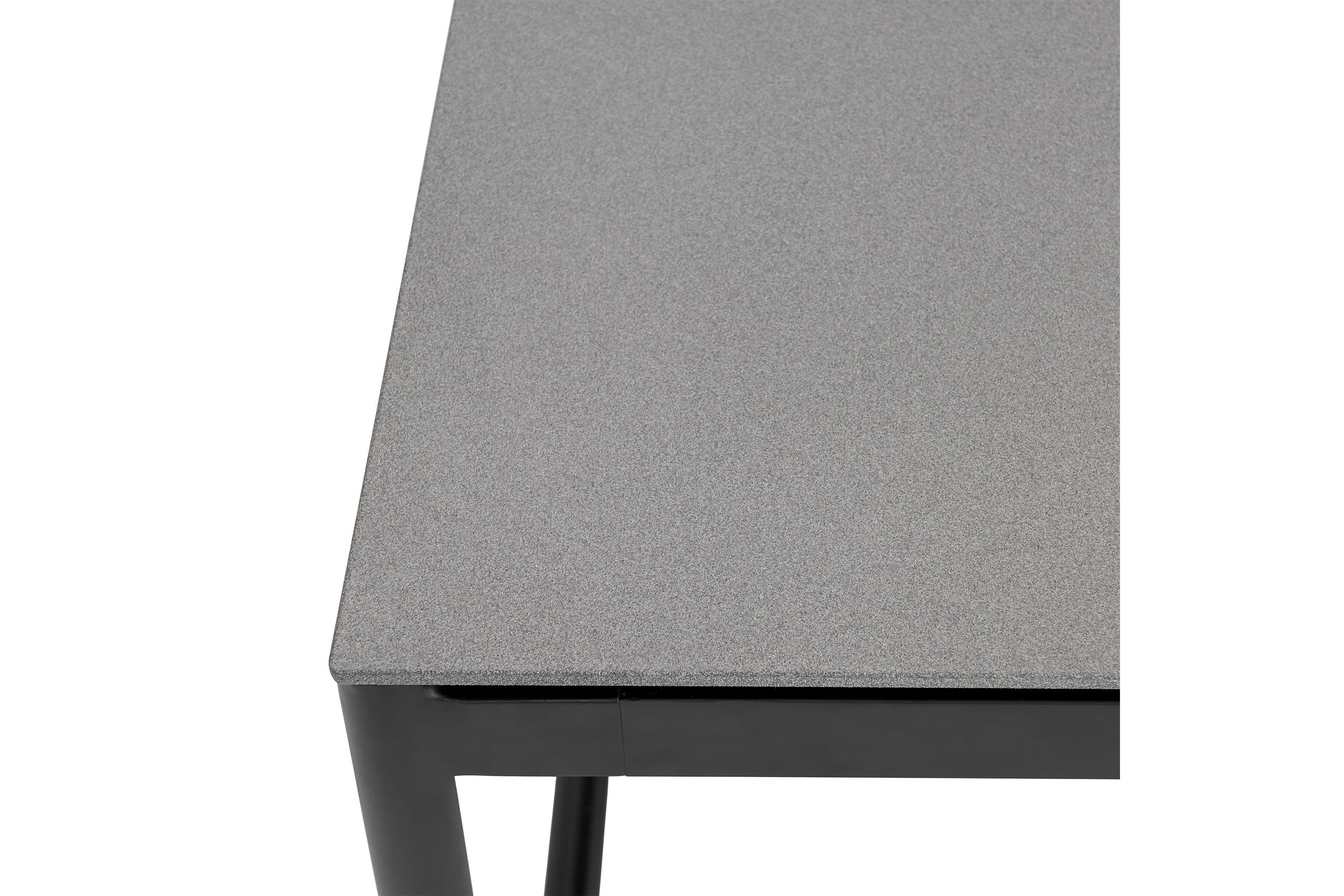 Royal Black Aluminum and Teak Outdoor Dining Table with Stone Top