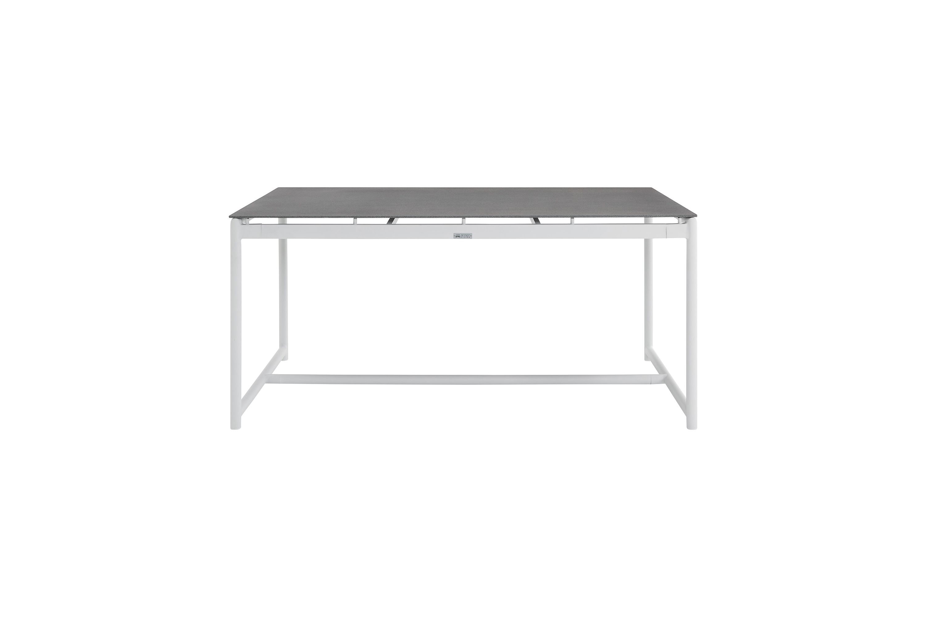 Royal White Aluminum and Teak Outdoor Dining Table with Stone Top