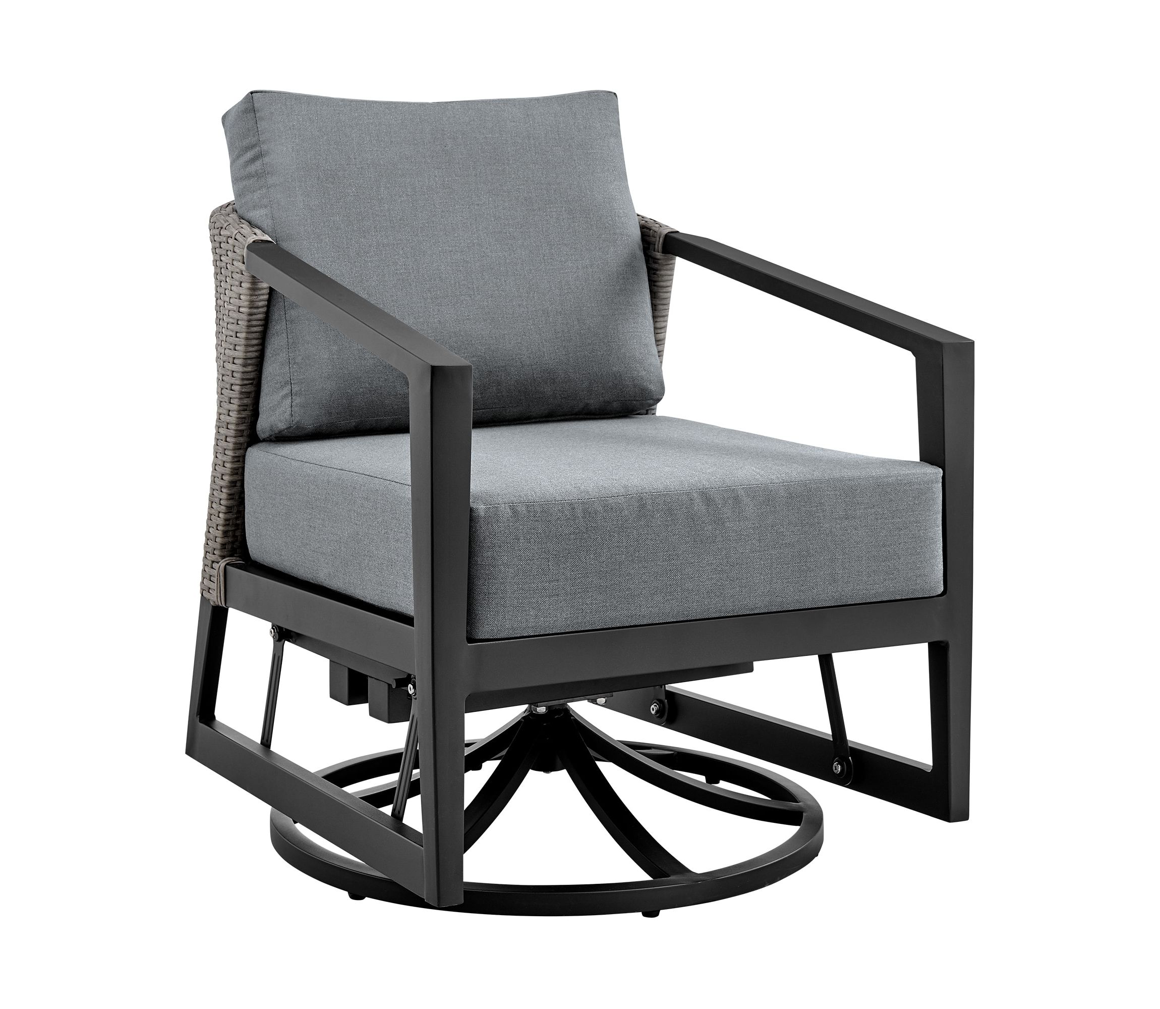 Aileen Outdoor Patio Swivel Lounge Chair in Aluminum with Gray Cushions