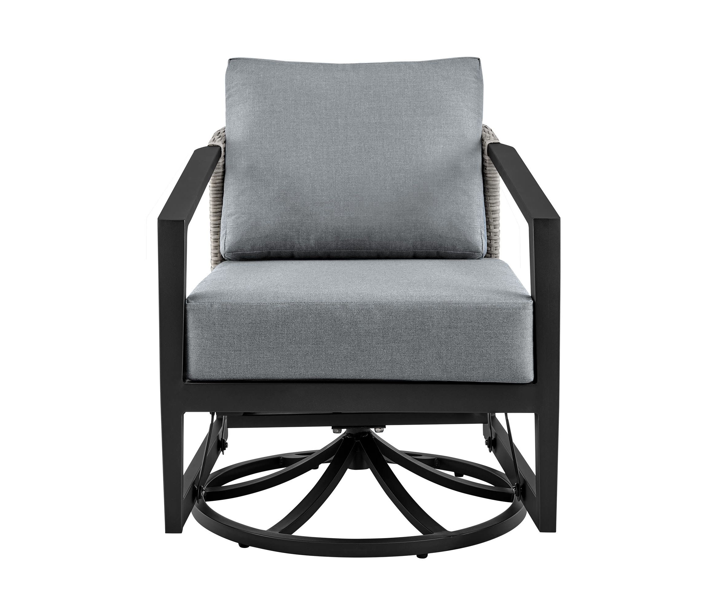Aileen Outdoor Patio Swivel Lounge Chair in Aluminum with Gray Cushions