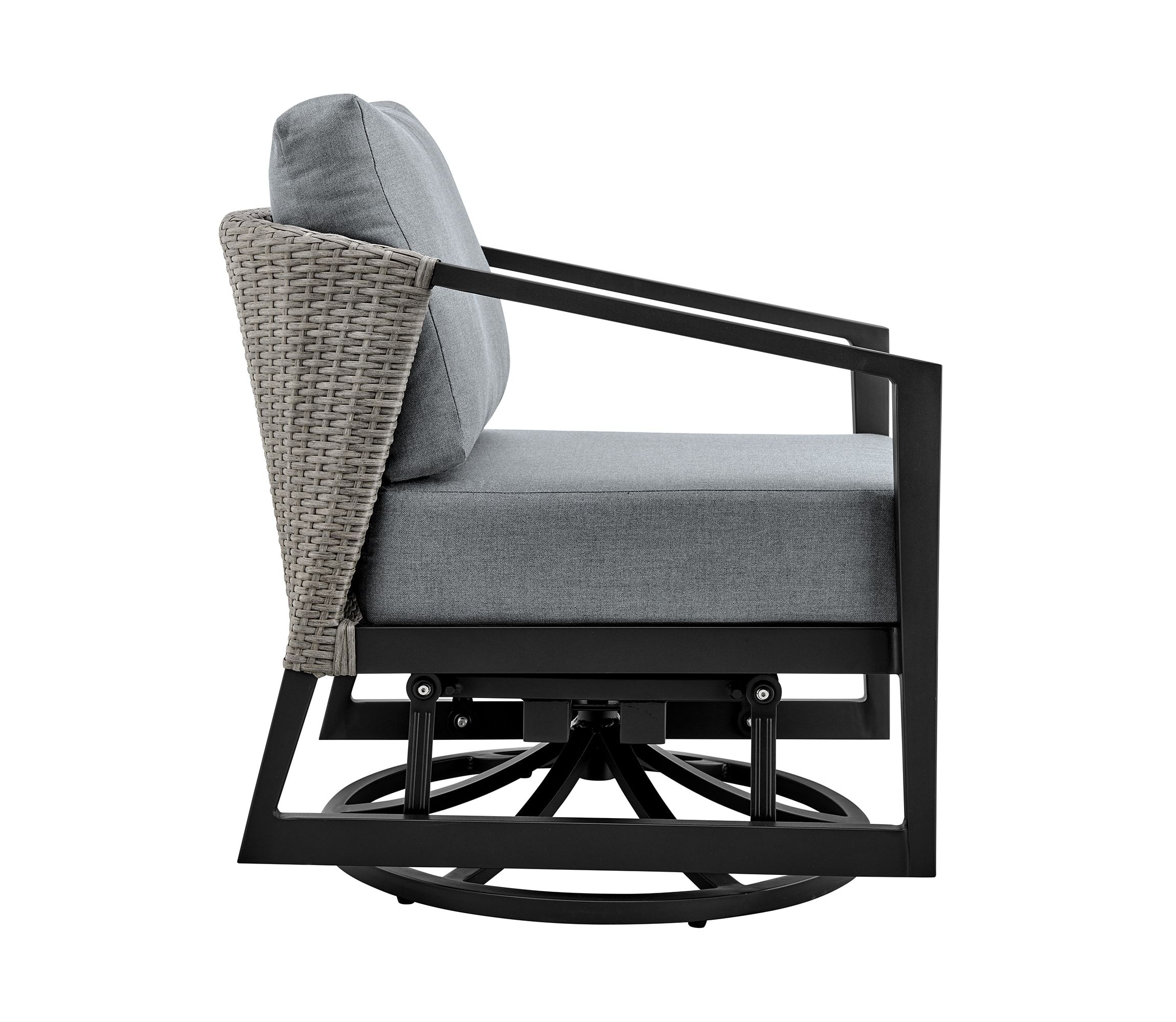 Aileen Outdoor Patio Swivel Lounge Chair in Aluminum with Gray Cushions