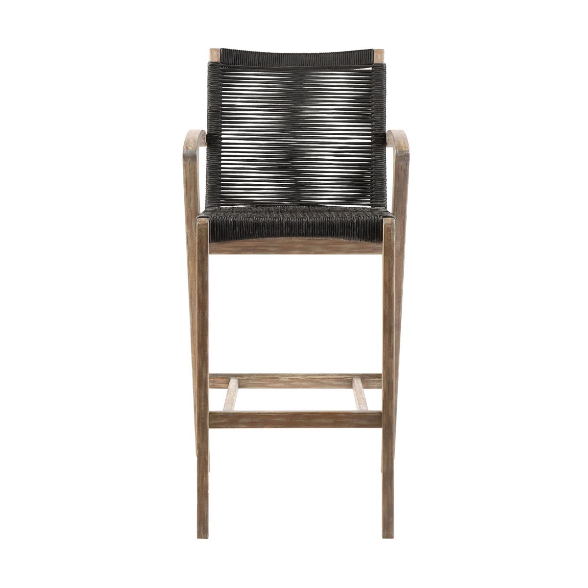 Nabila Outdoor Light Eucalyptus Wood and Charcoal Rope Counter and Bar Height Stool