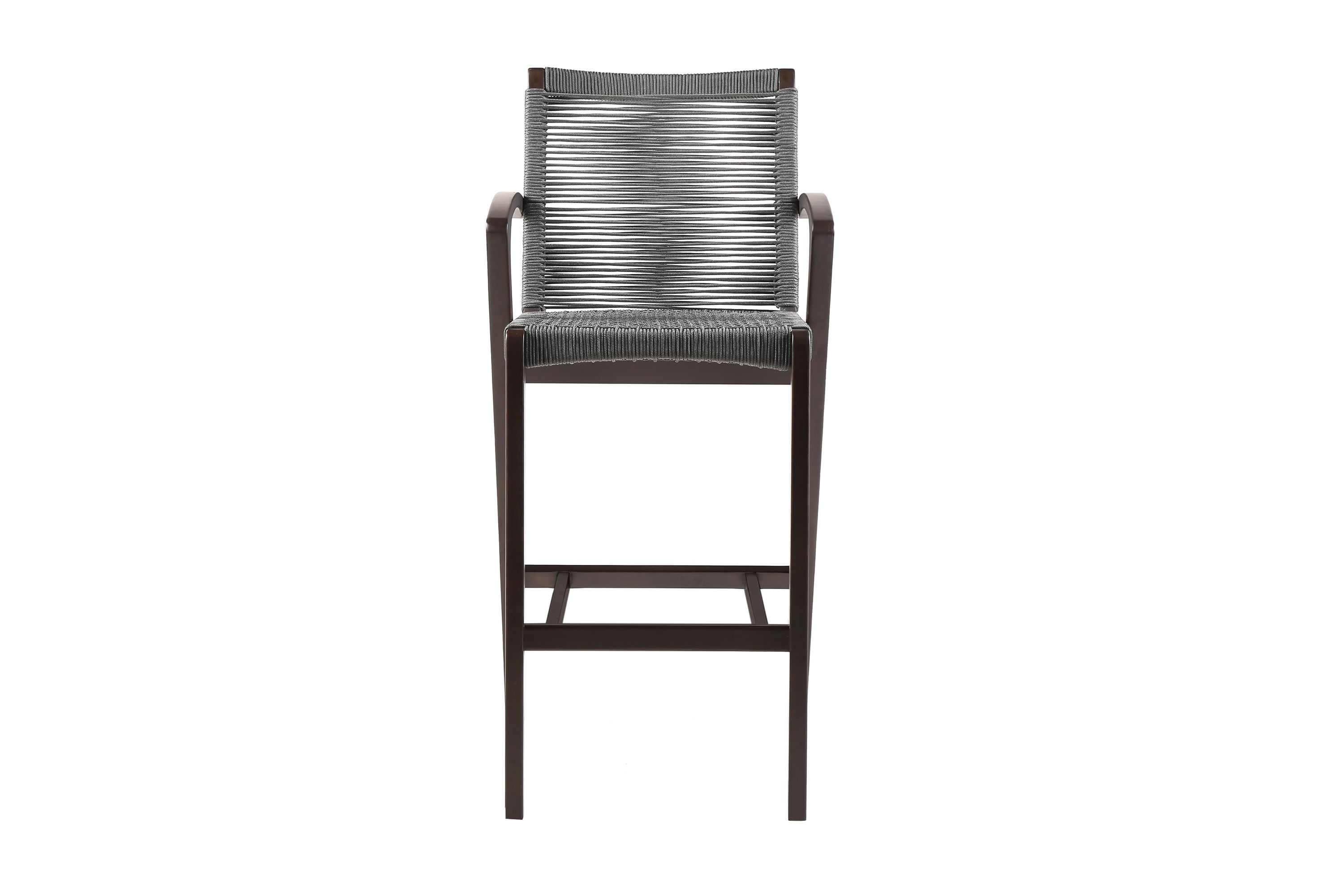 Nabila Outdoor Dark Eucalyptus Wood and Gray Rope Counter and Bar height Stool