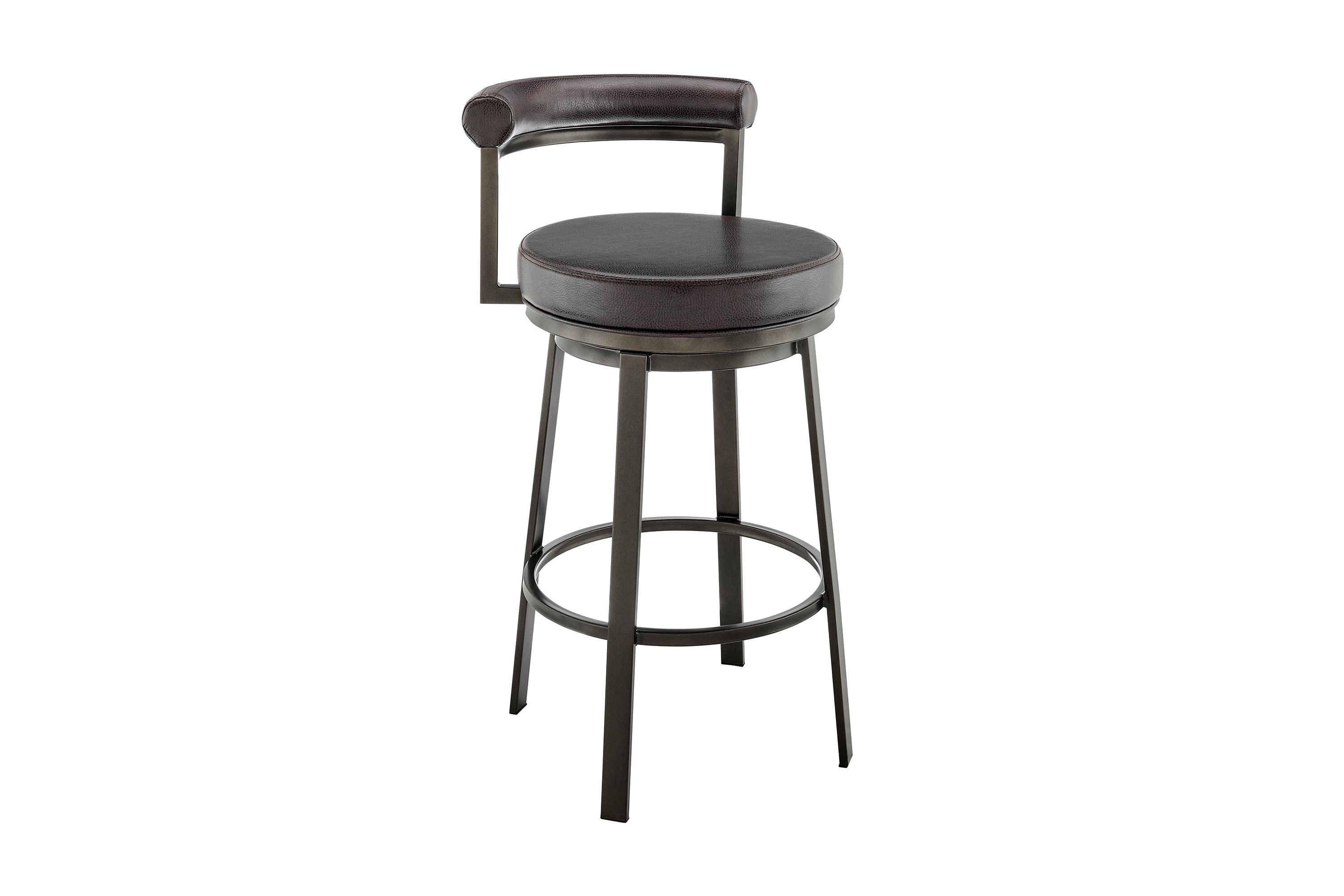 Neura Swivel Counter or Bar Stool in Mocha Finish with Brown Faux Leather
