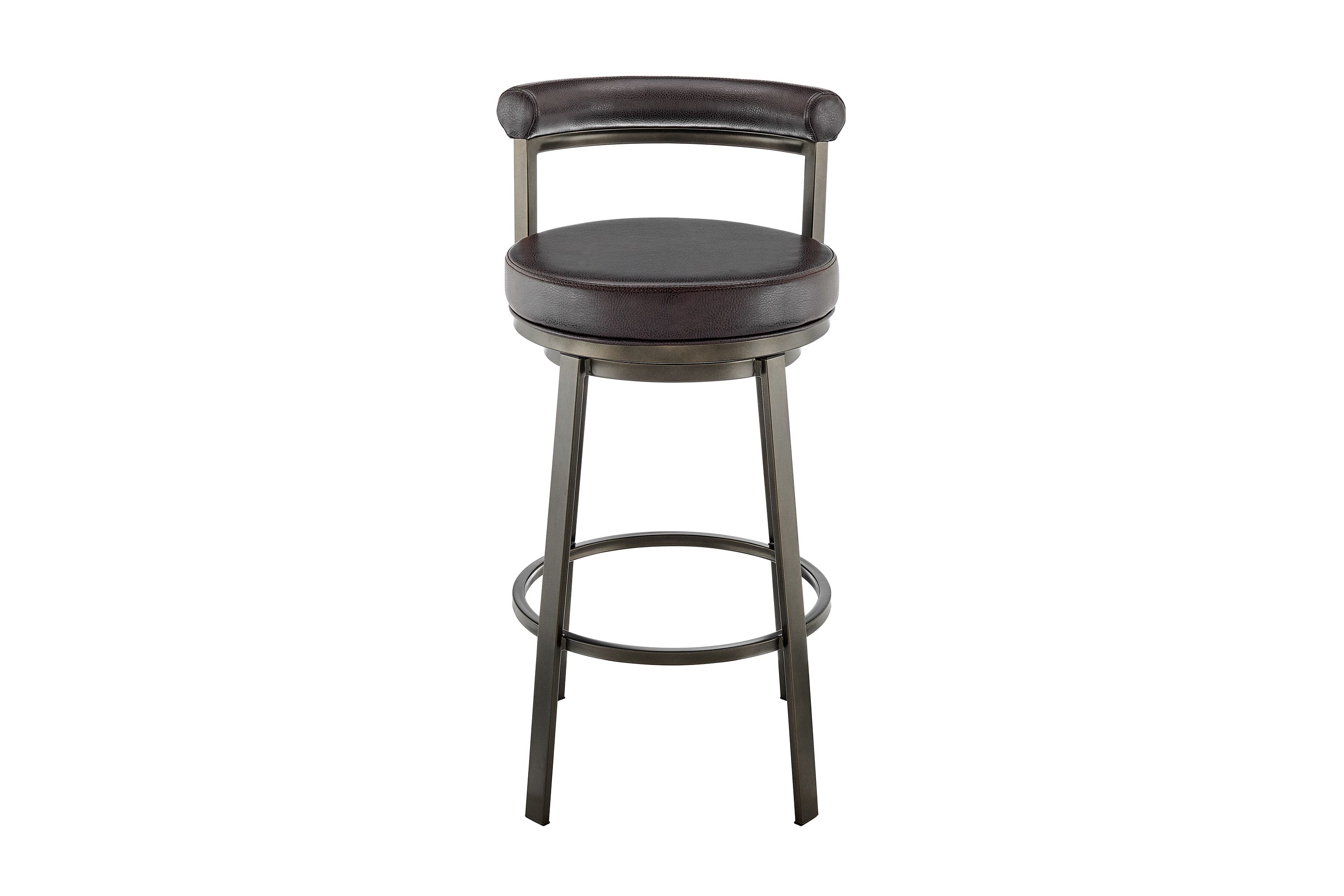 Neura Swivel Counter or Bar Stool in Mocha Finish with Brown Faux Leather