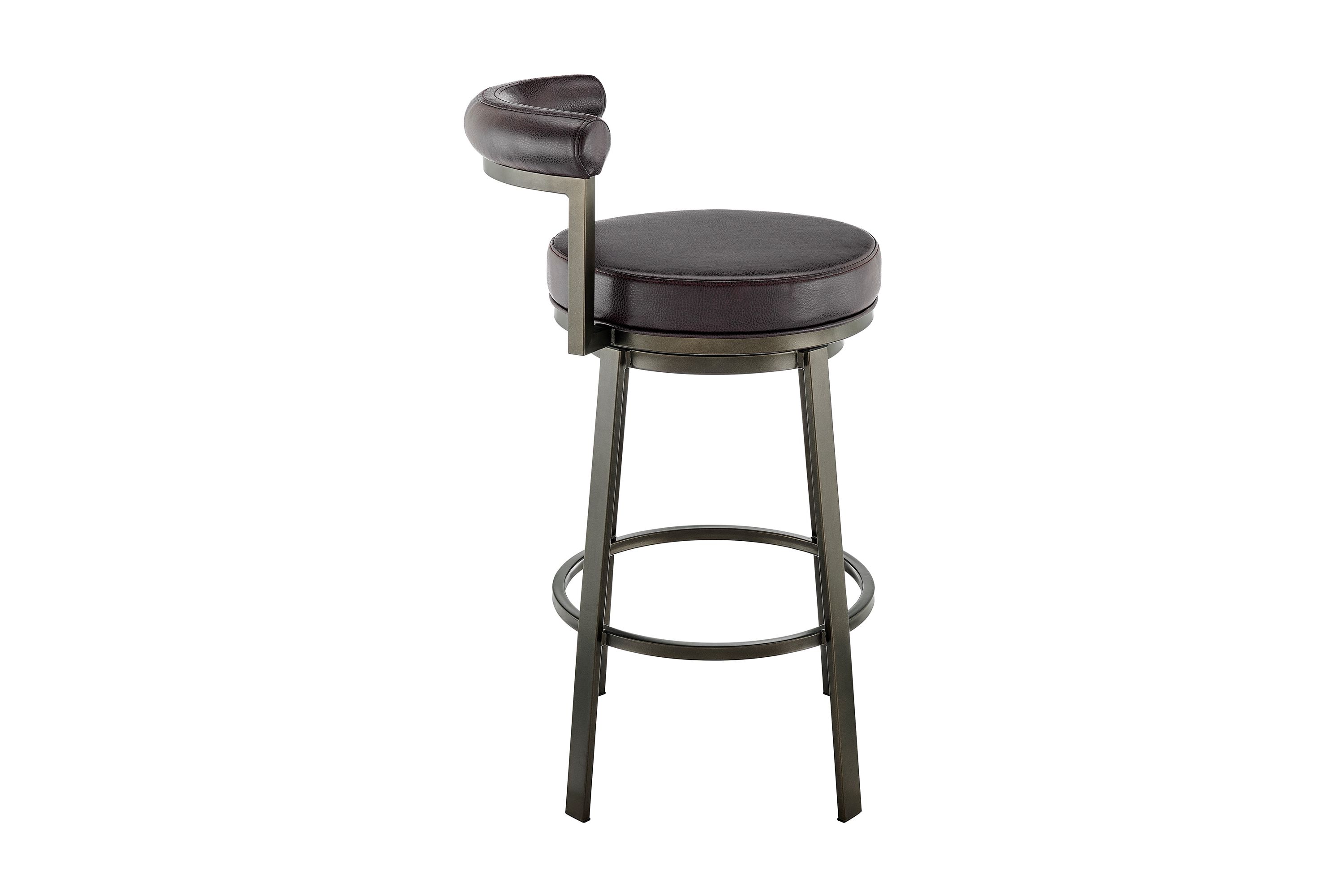 Neura Swivel Counter or Bar Stool in Mocha Finish with Brown Faux Leather