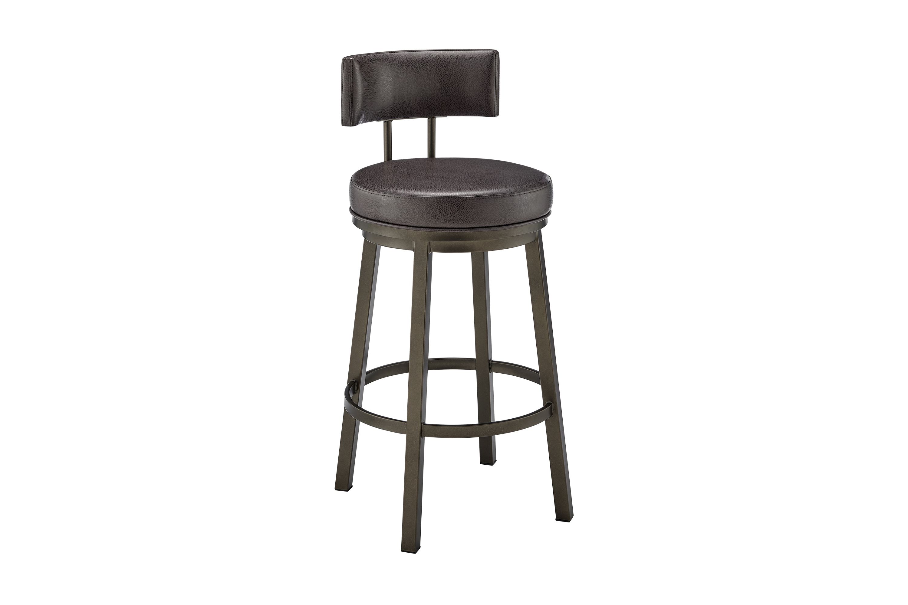 Dalza Swivel Counter or Bar Stool in Mocha Finish with Brown Faux Leather