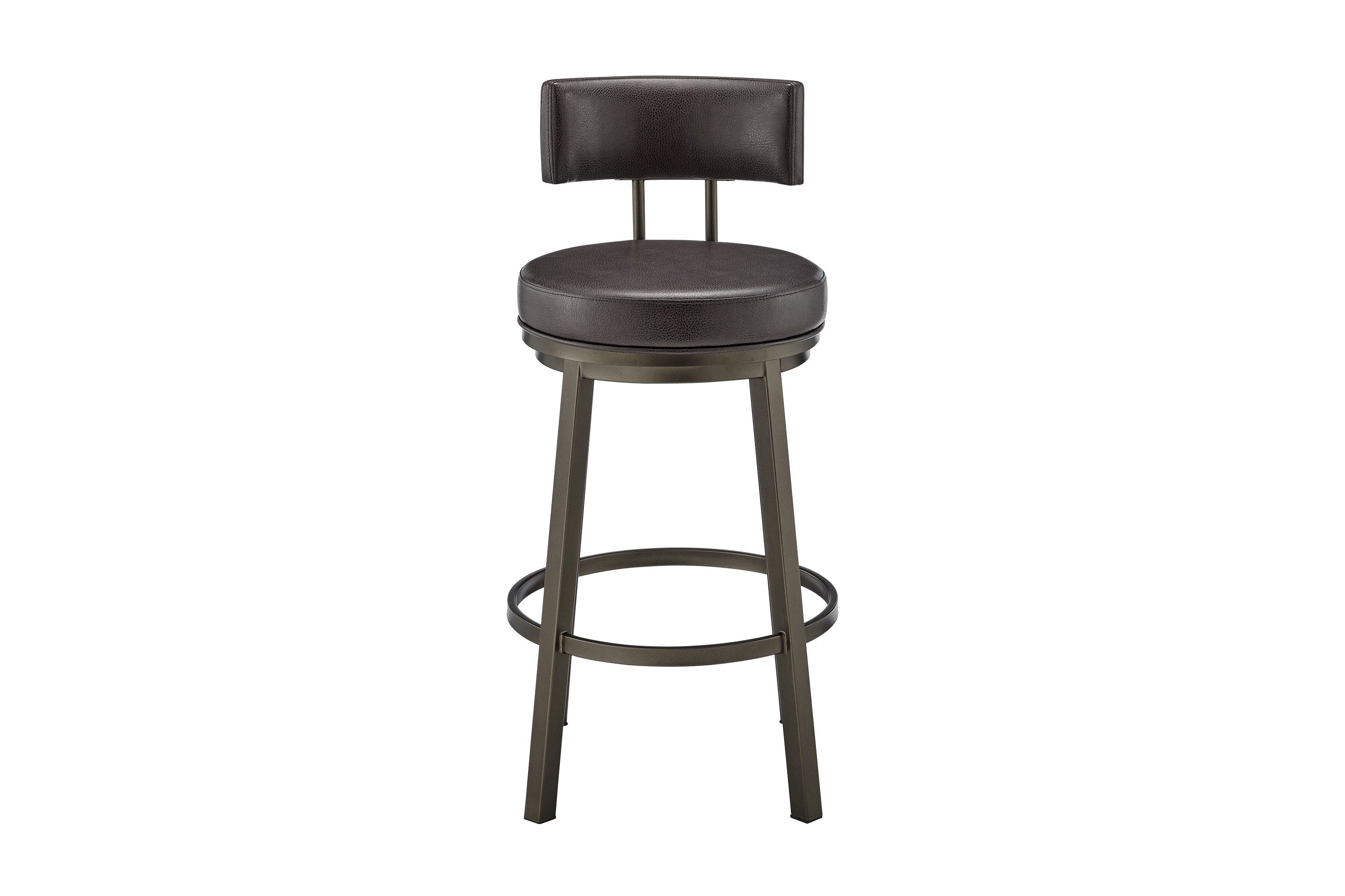Dalza Swivel Counter or Bar Stool in Mocha Finish with Brown Faux Leather