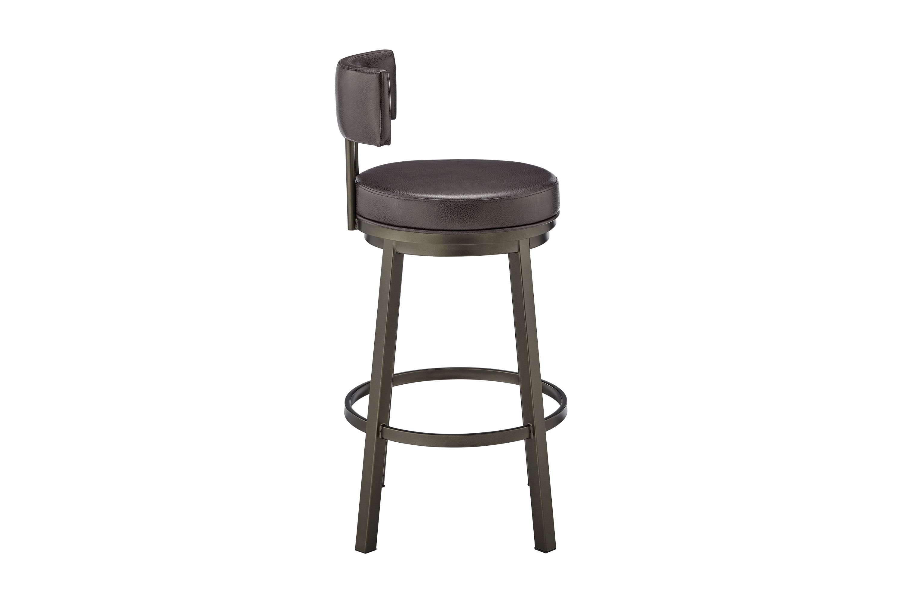 Dalza Swivel Counter or Bar Stool in Mocha Finish with Brown Faux Leather