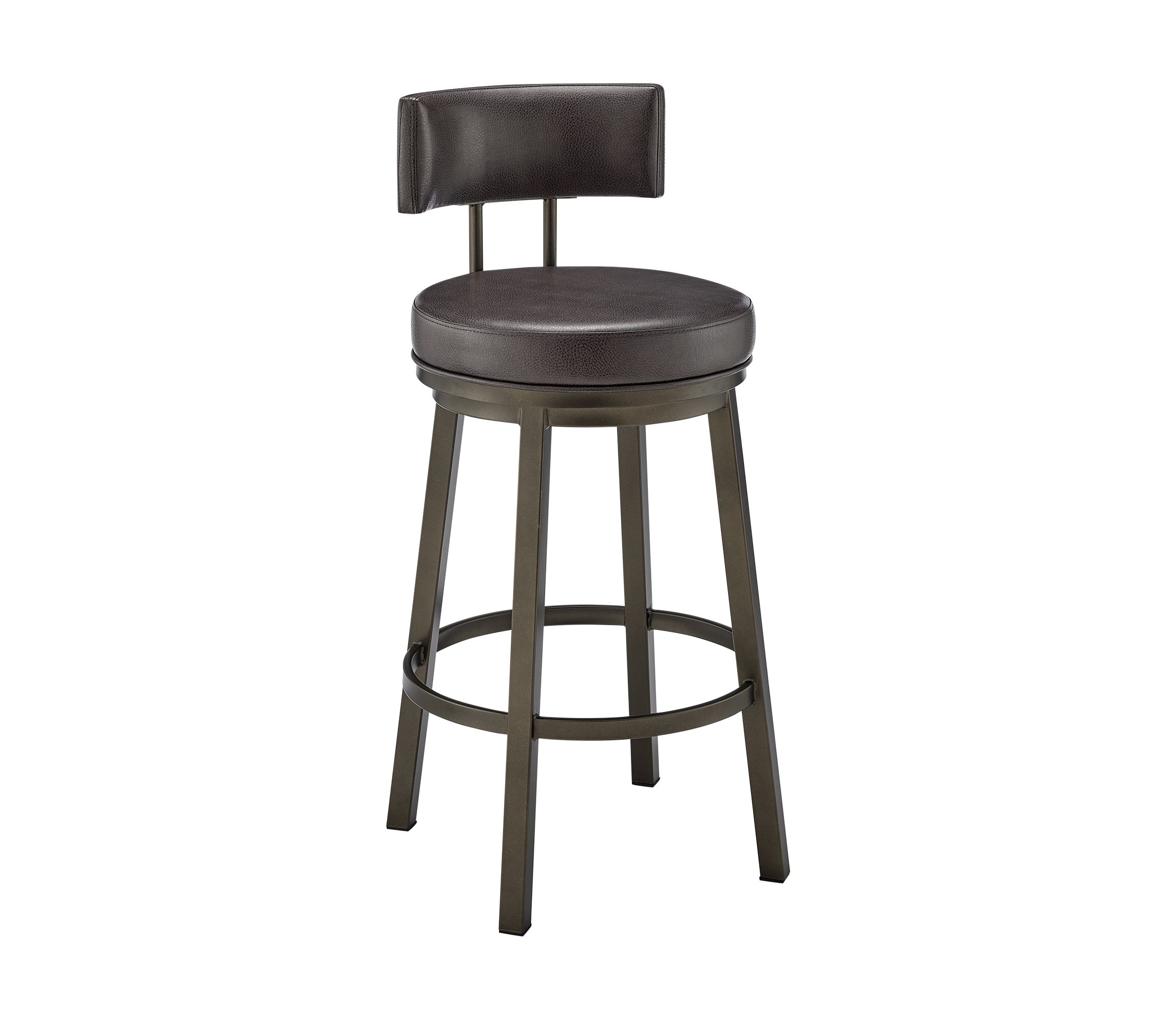 Dalza Swivel Counter or Bar Stool in Mocha Finish with Brown Faux Leather