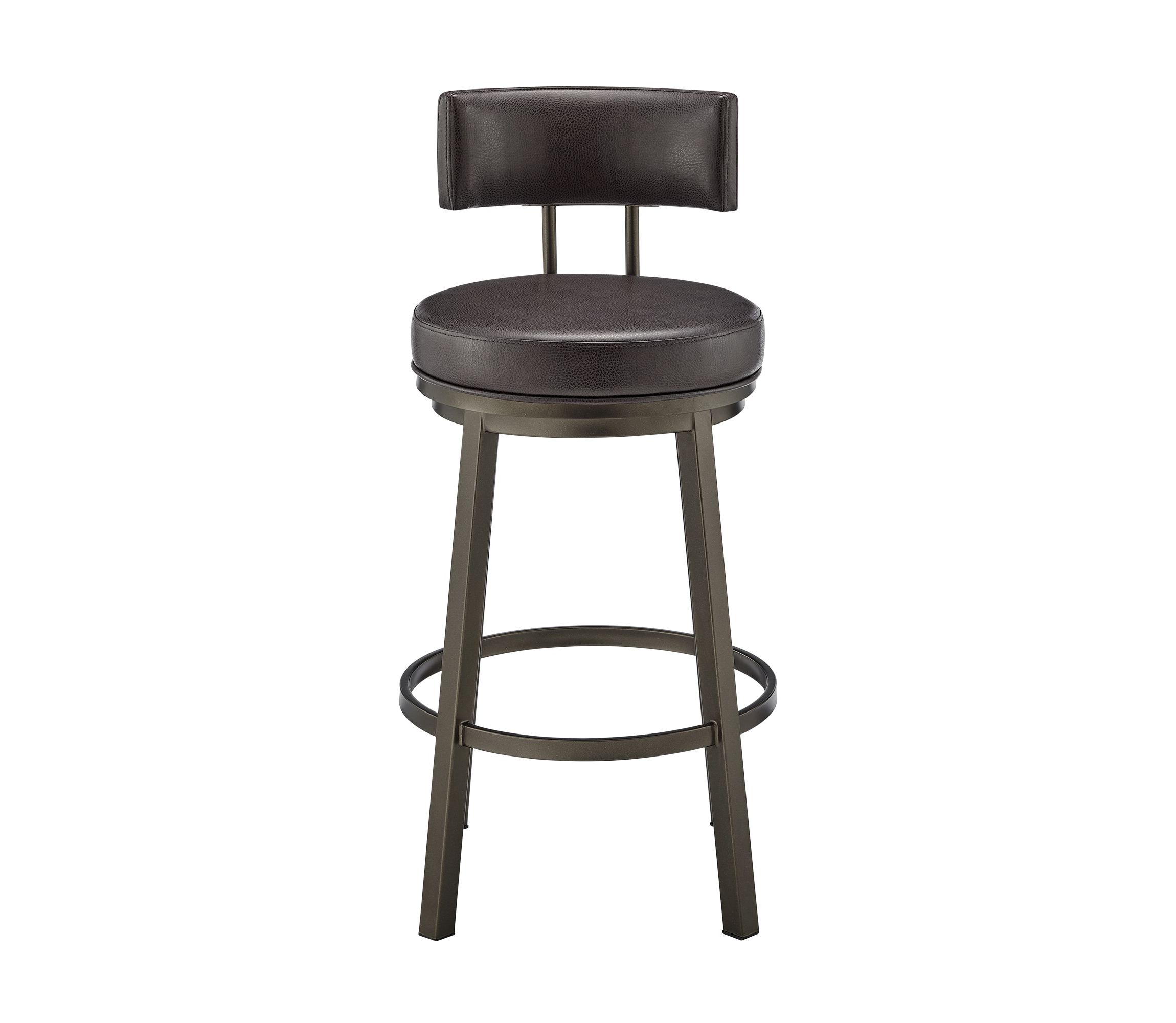 Dalza Swivel Counter or Bar Stool in Mocha Finish with Brown Faux Leather