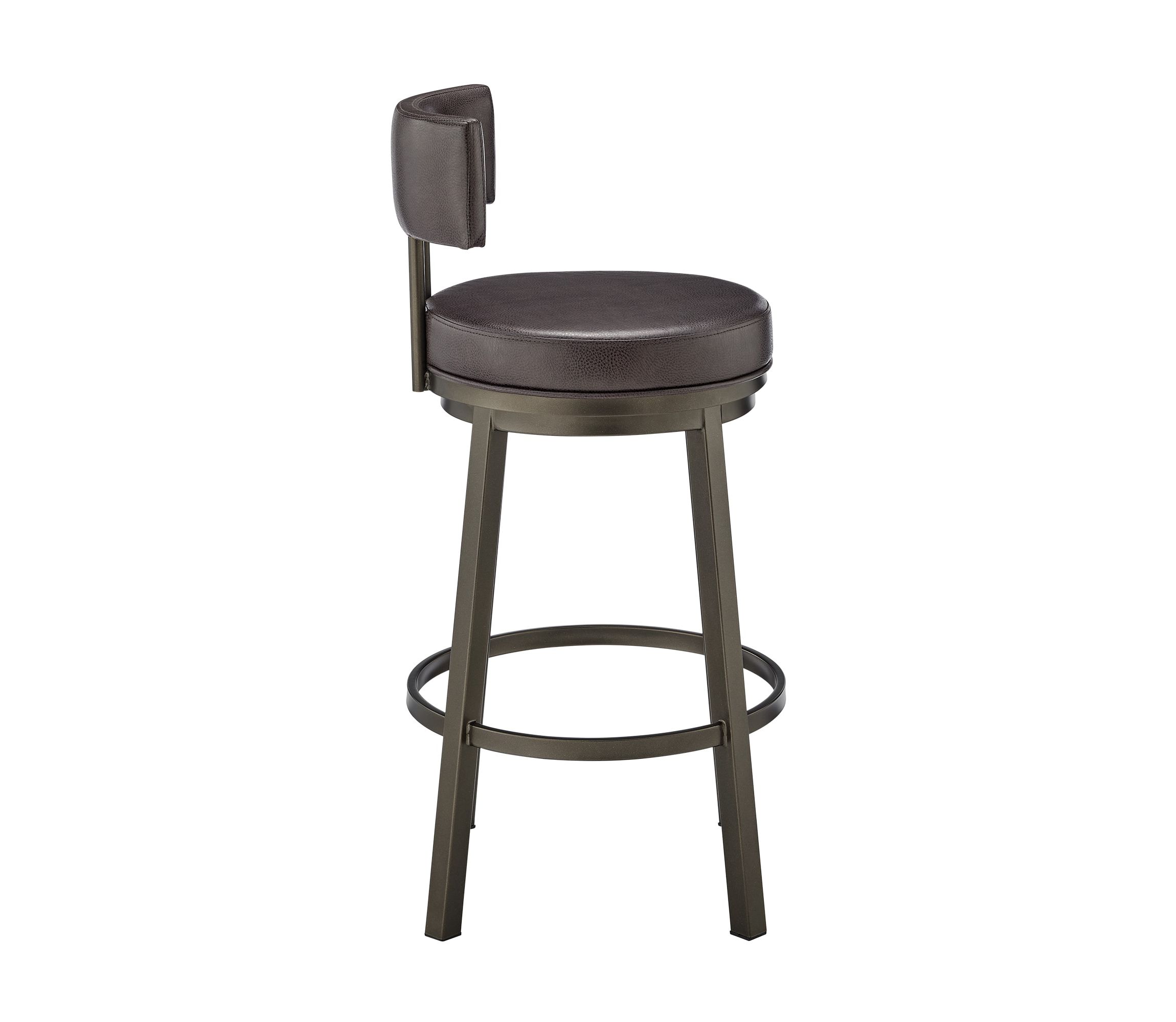 Dalza Swivel Counter or Bar Stool in Mocha Finish with Brown Faux Leather