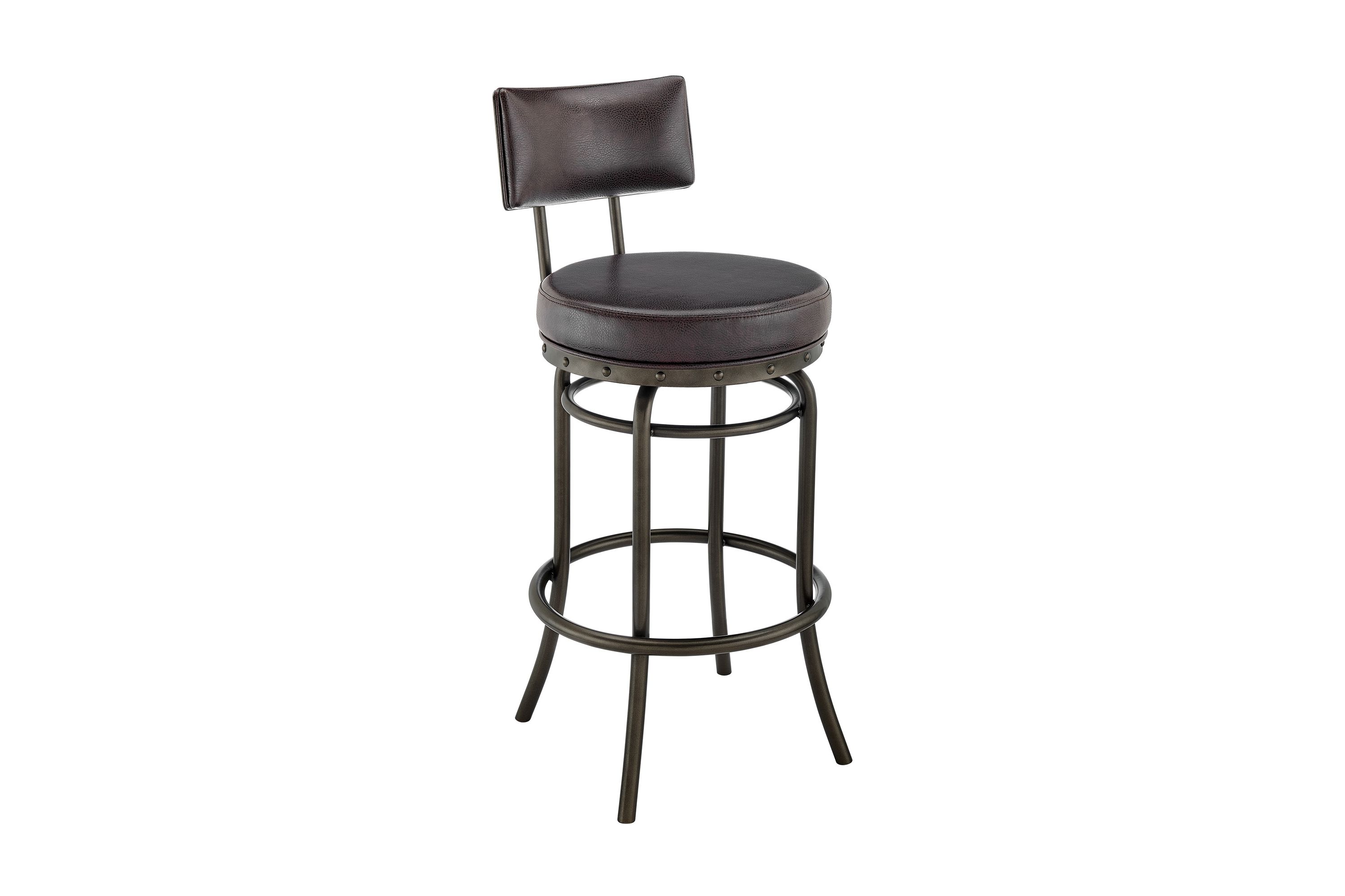 Rees Swivel Counter or Bar Stool in Mocha Finish with Brown Faux Leather