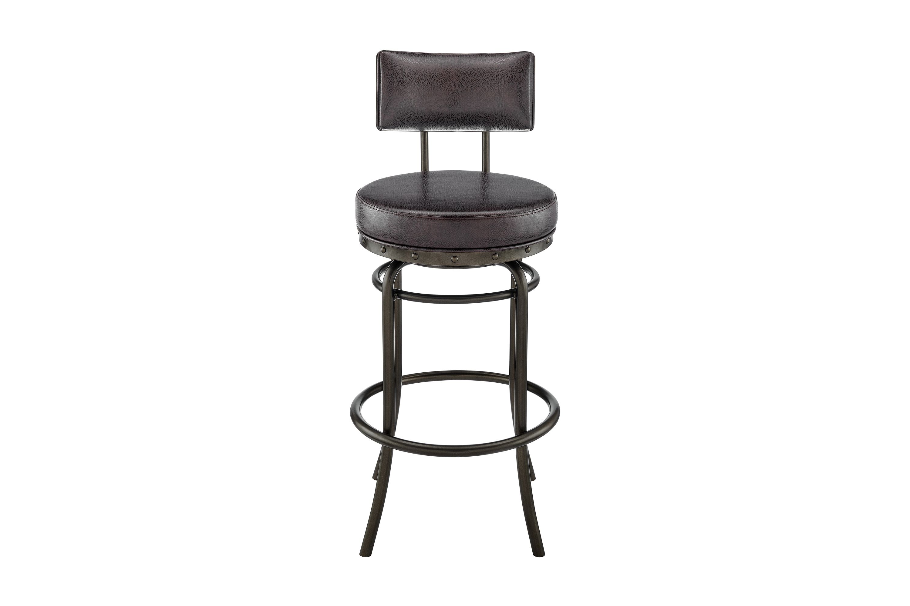 Rees Swivel Counter or Bar Stool in Mocha Finish with Brown Faux Leather