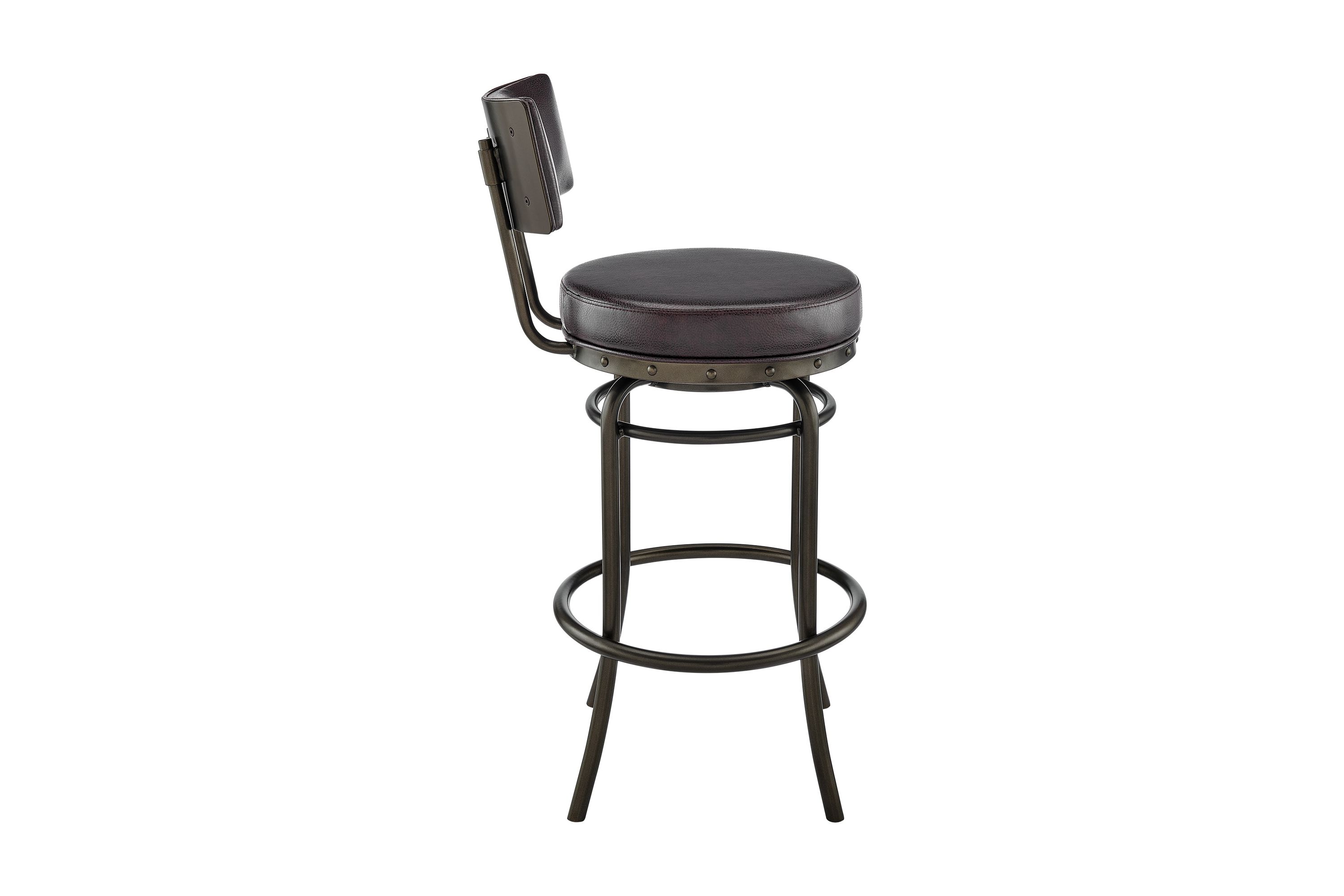Rees Swivel Counter or Bar Stool in Mocha Finish with Brown Faux Leather