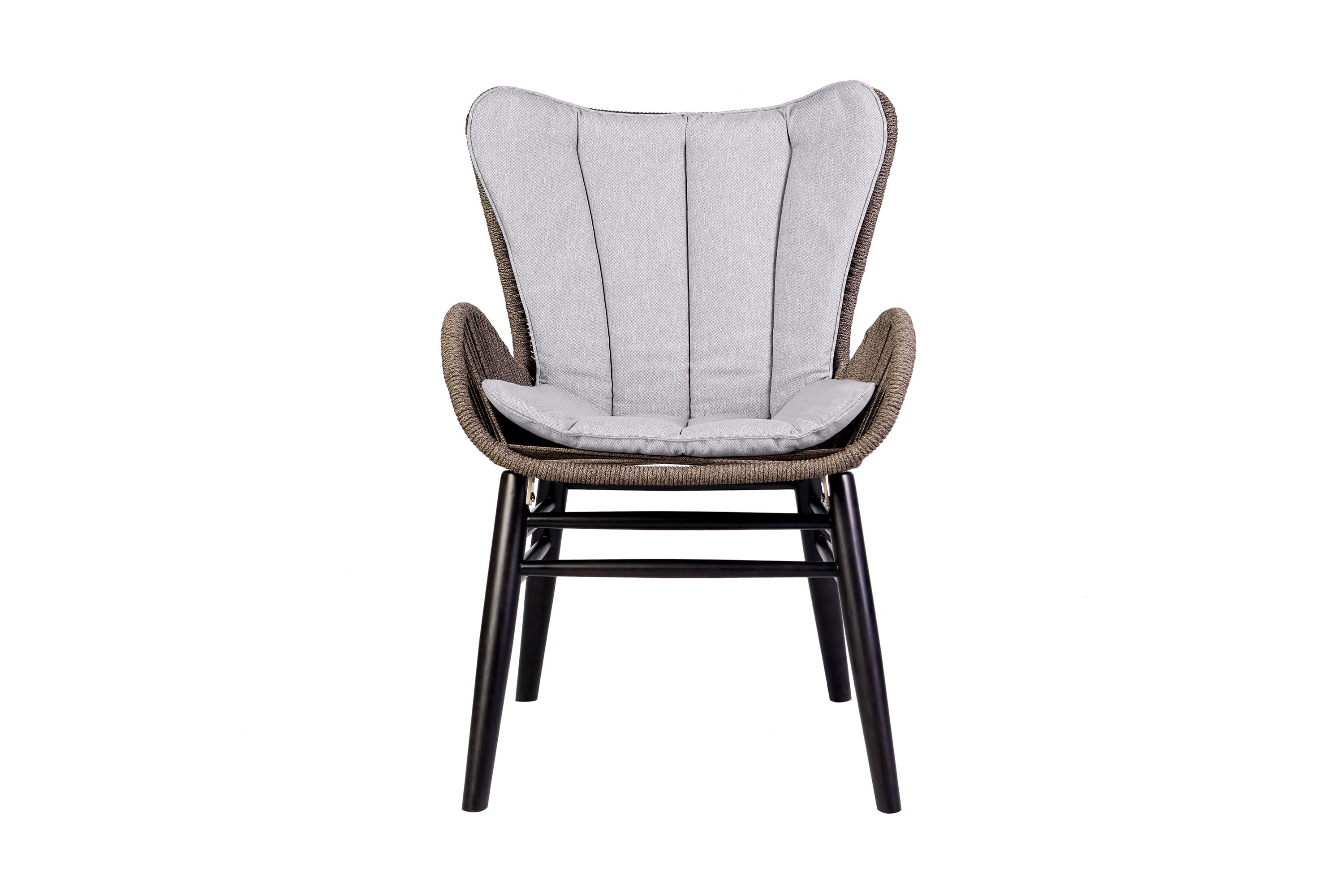 Fanny Outdoor Patio Dining Chair in Dark Eucalyptus Wood and Truffle Rope
