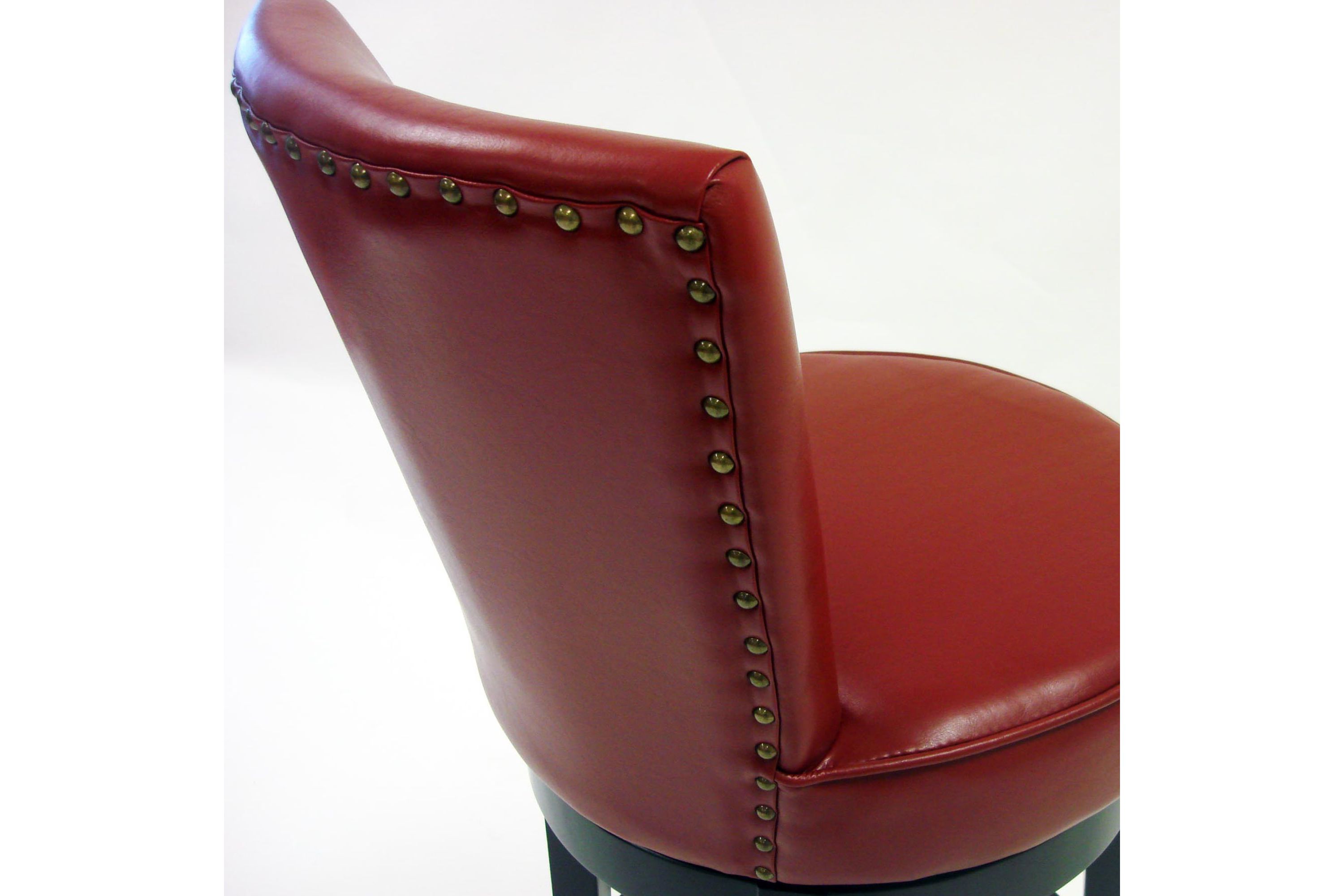 Boston 30" Bar Height Swivel Red Faux Leather and Black Wood Bar Stool