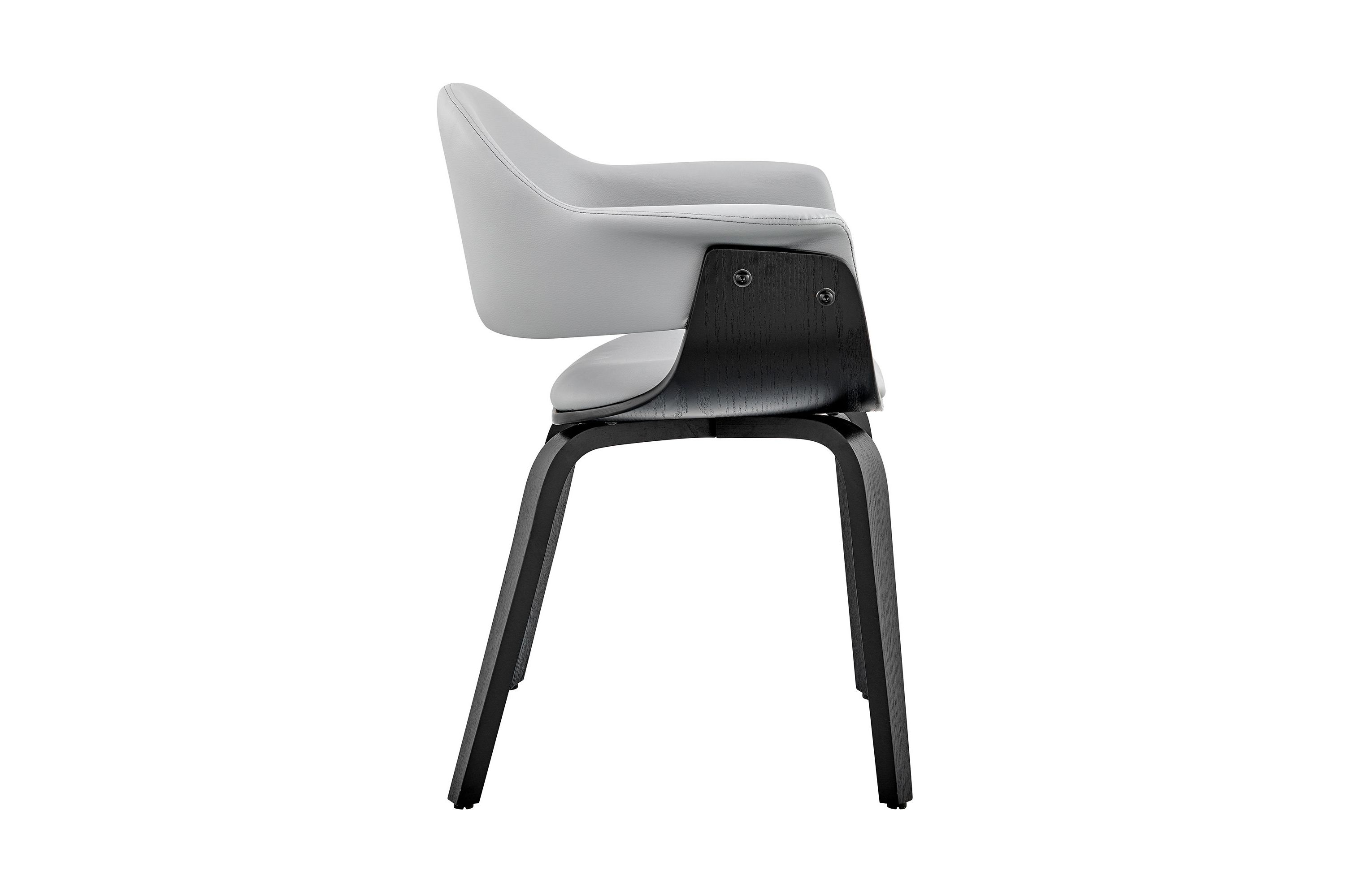 Adalyn Gray Faux Leather and Black Wood Dining Room Accent Chair