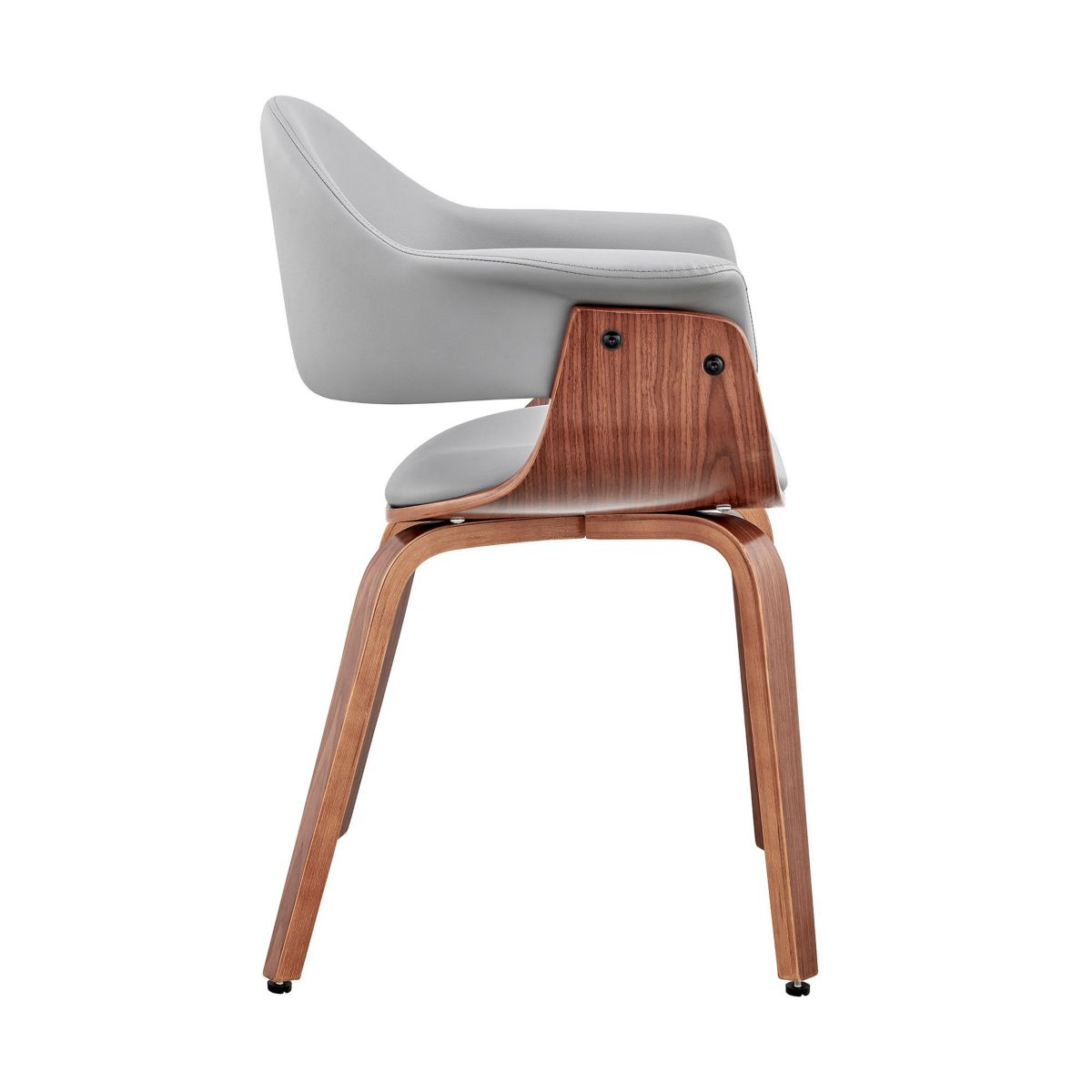 Adalyn Gray Faux Leather and Walnut Wood Dining Room Accent Chair