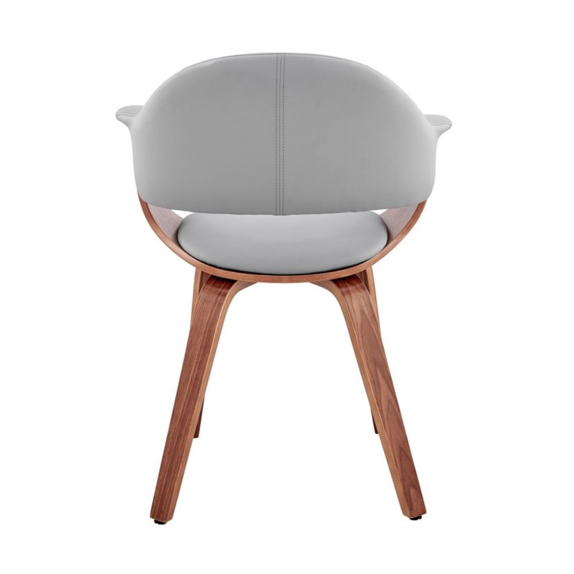 Adalyn Gray Faux Leather and Walnut Wood Dining Room Accent Chair