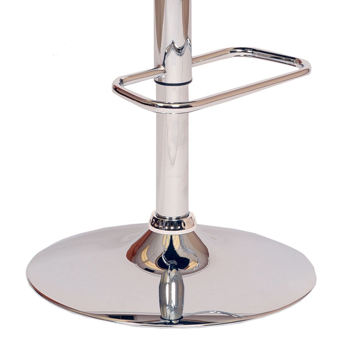 Adele Adjustable Height Swivel Cream Faux Leather and Walnut Wood Bar Stool with Chrome Base