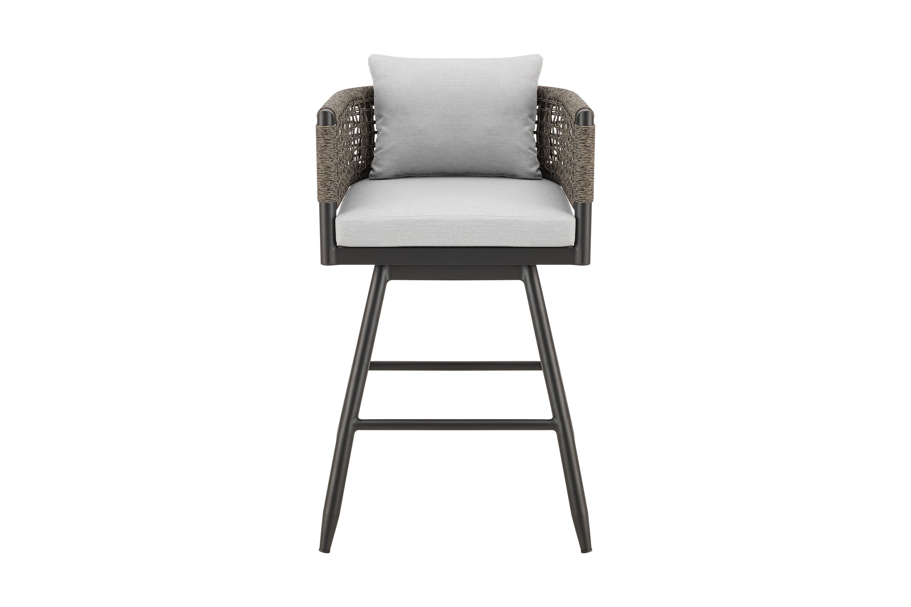 Alegria Outdoor Patio Swivel Bar Stool Light Gray Cushions