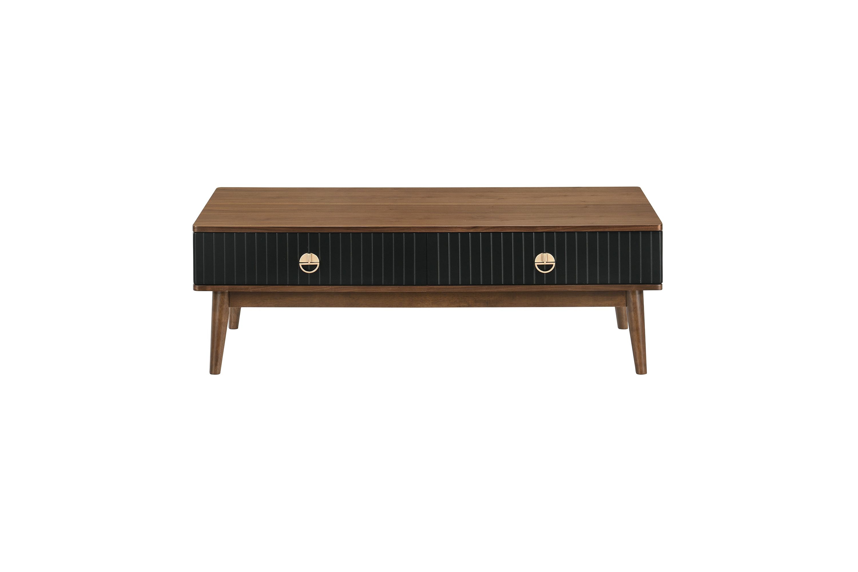 Amigo Black Veneer and Walnut Wood Coffee Table