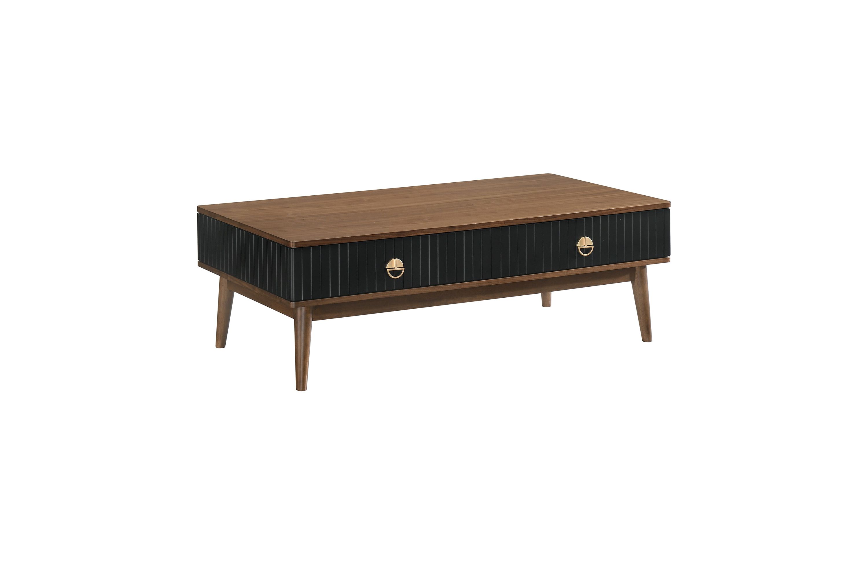 Amigo Black Veneer and Walnut Wood Coffee Table