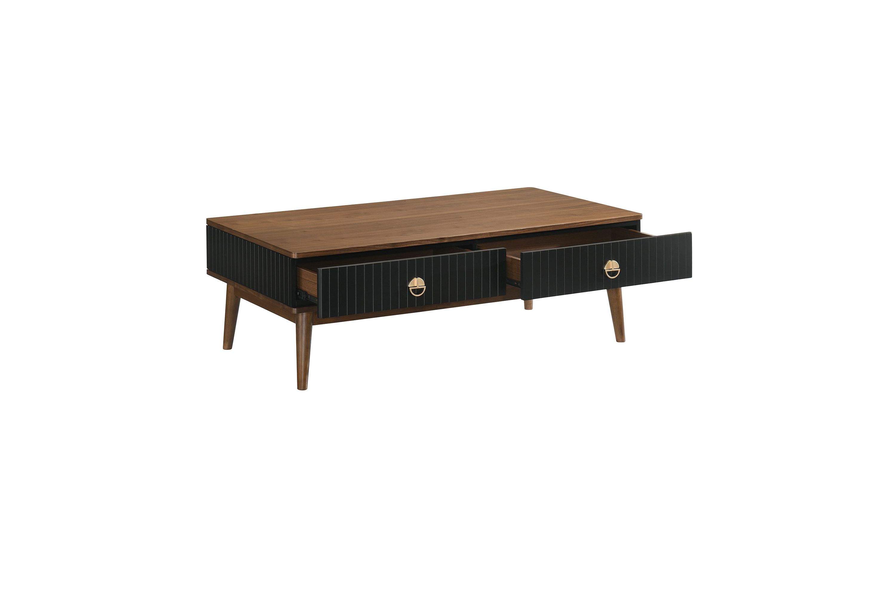 Amigo Black Veneer and Walnut Wood Coffee Table