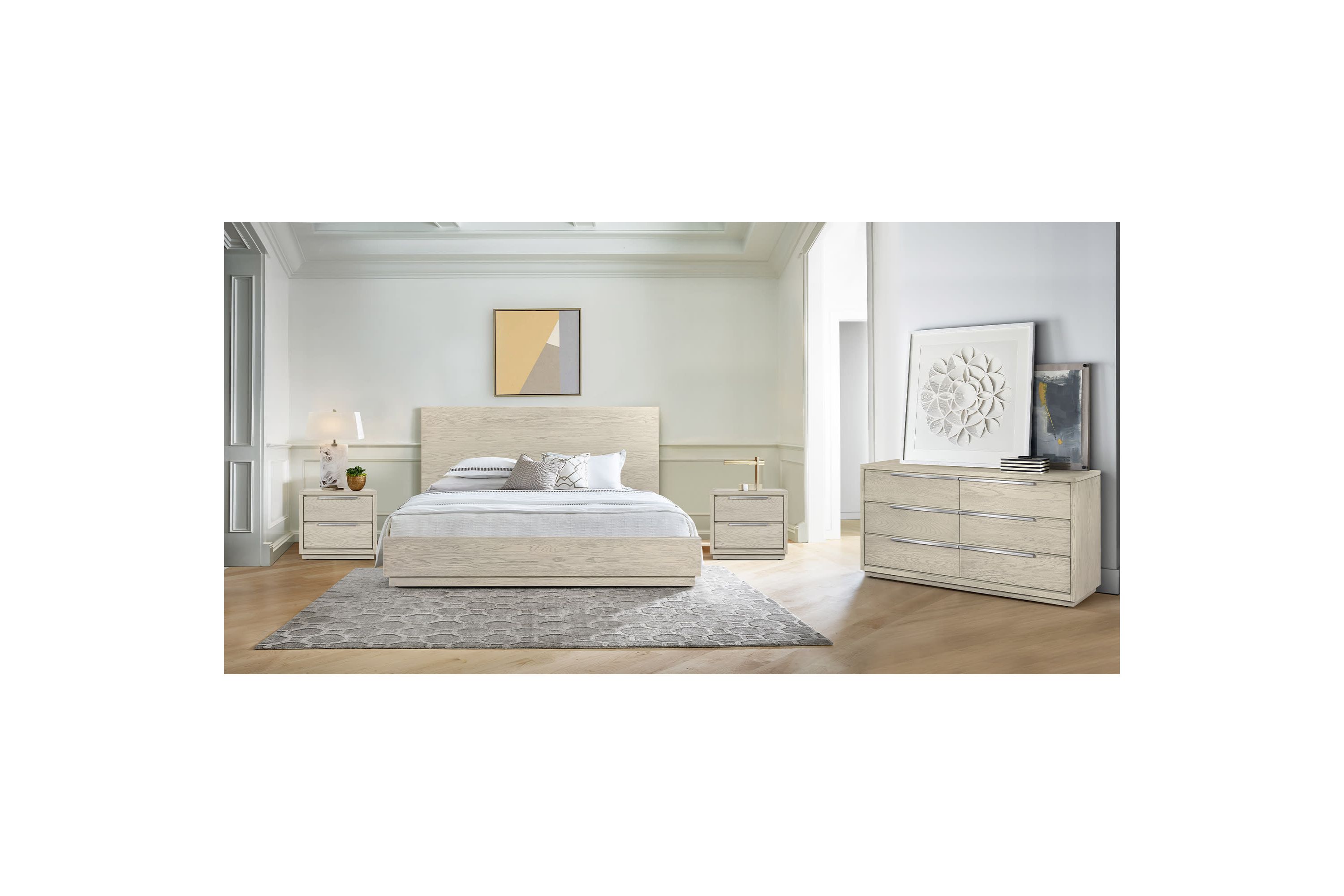 Abbey 2 Drawer Nightstand in Gray Oak Wood