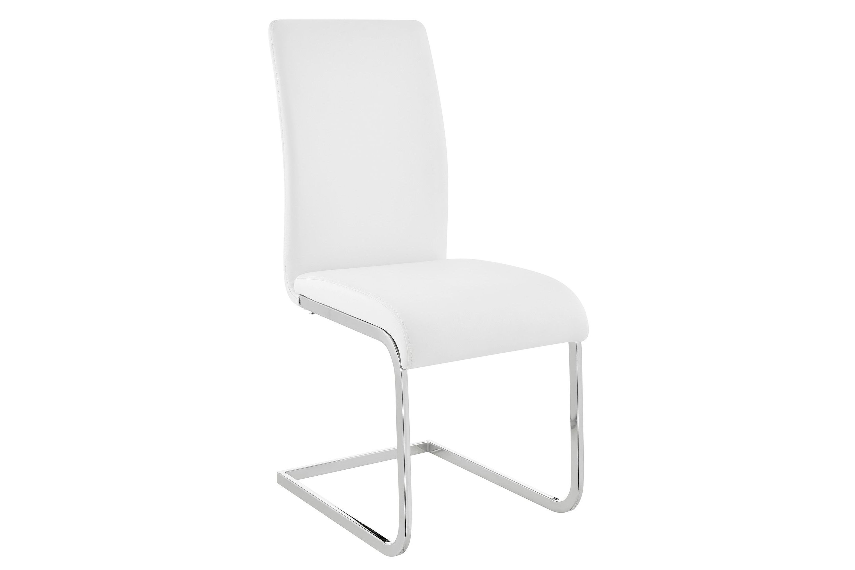 Amanda Contemporary Side Chair in White Faux Leather and Chrome Finish - Set of 2